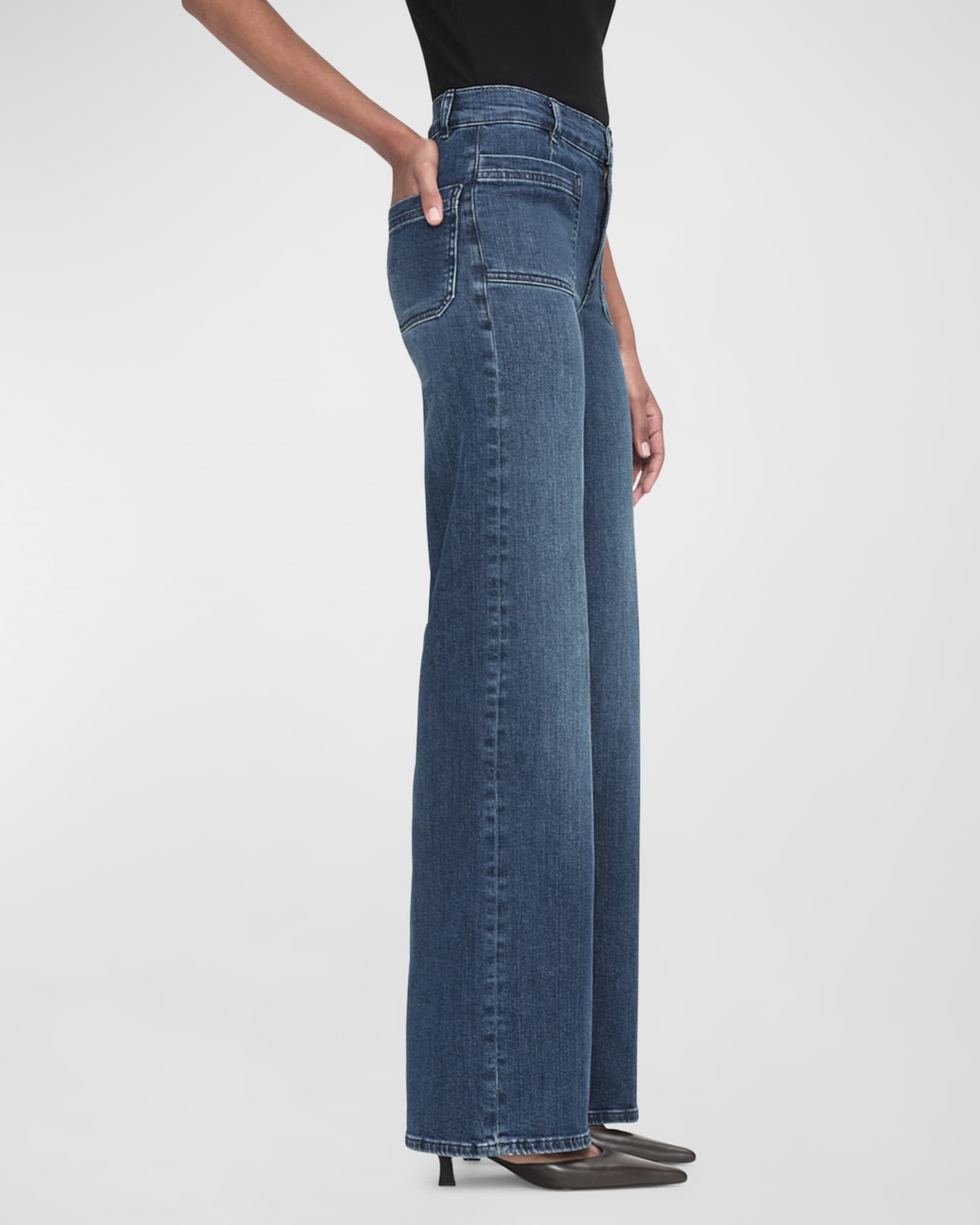 FRAME Le Slim Palazzo Bardot Pocket Jeans Neiman Marcus
