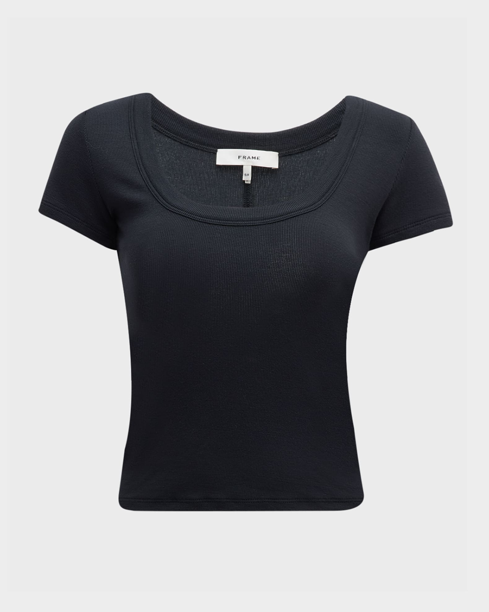 FRAME Ribbed Scoop-Neck Baby Tee