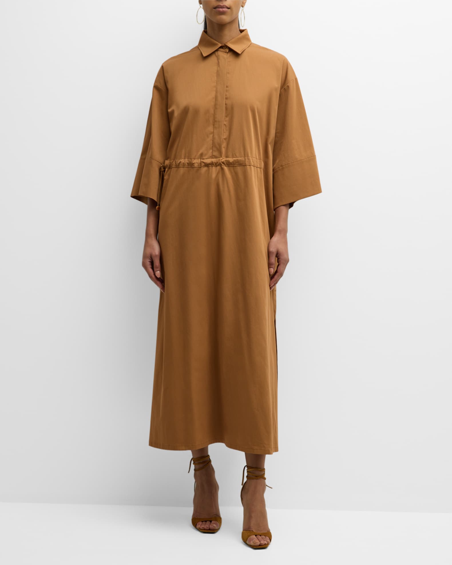 Ellen Tracy Drawcord Waist Midi Shirtdress main image 0