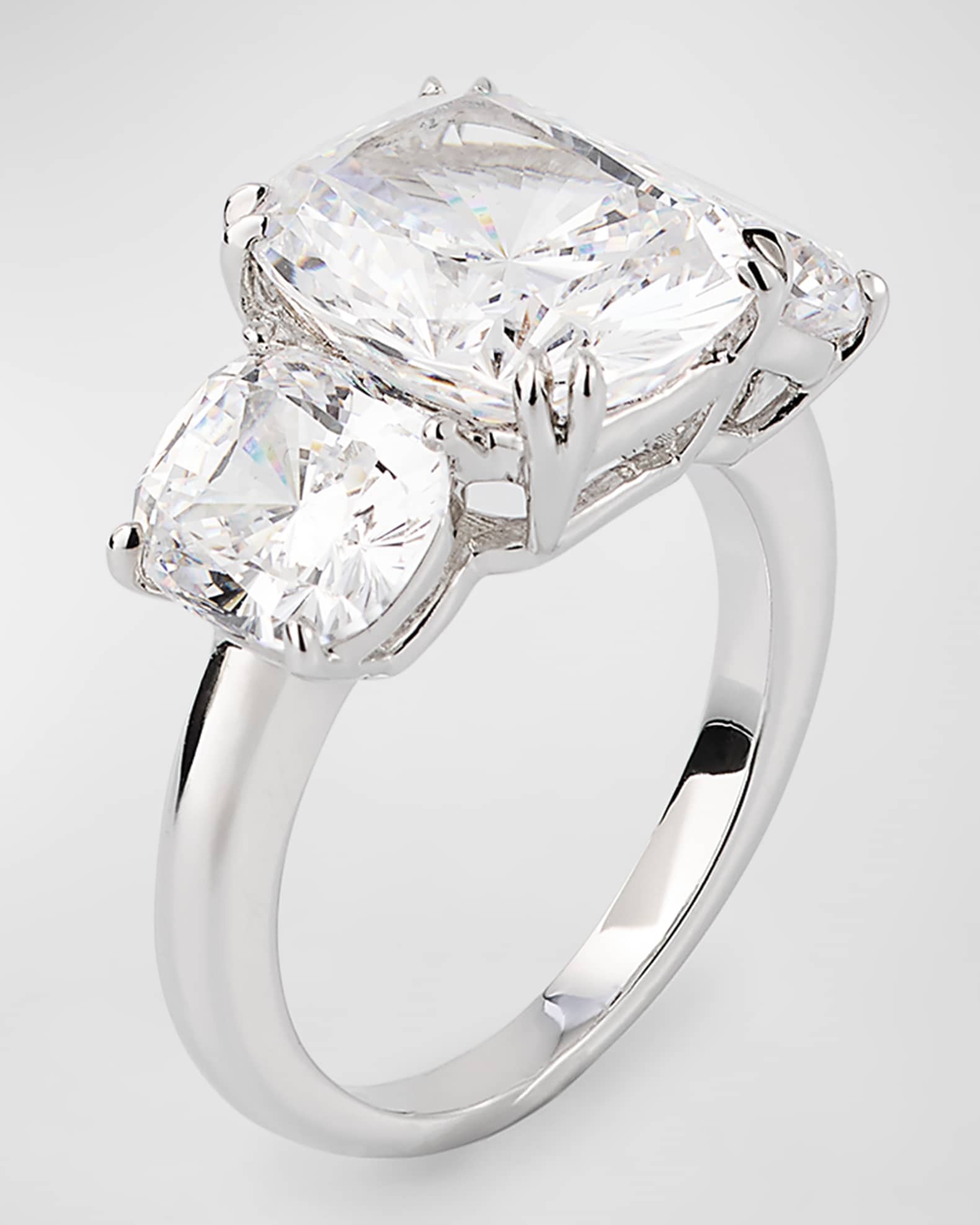 Cuhion Cut Cubic Zirconia Ring with Cushion Cut Sides