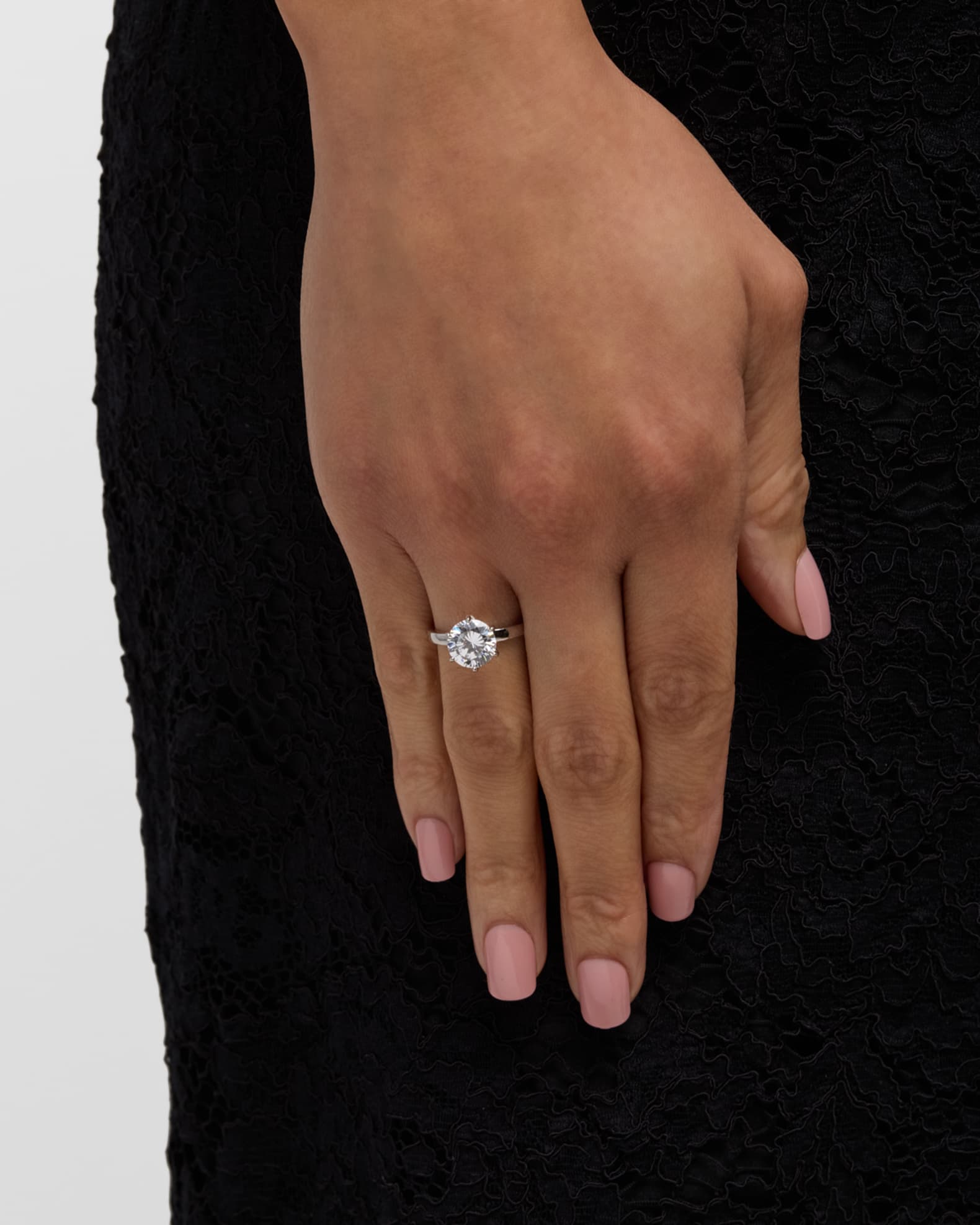Cubic Zirconia Solitaire Ring in 6 Prong Basket