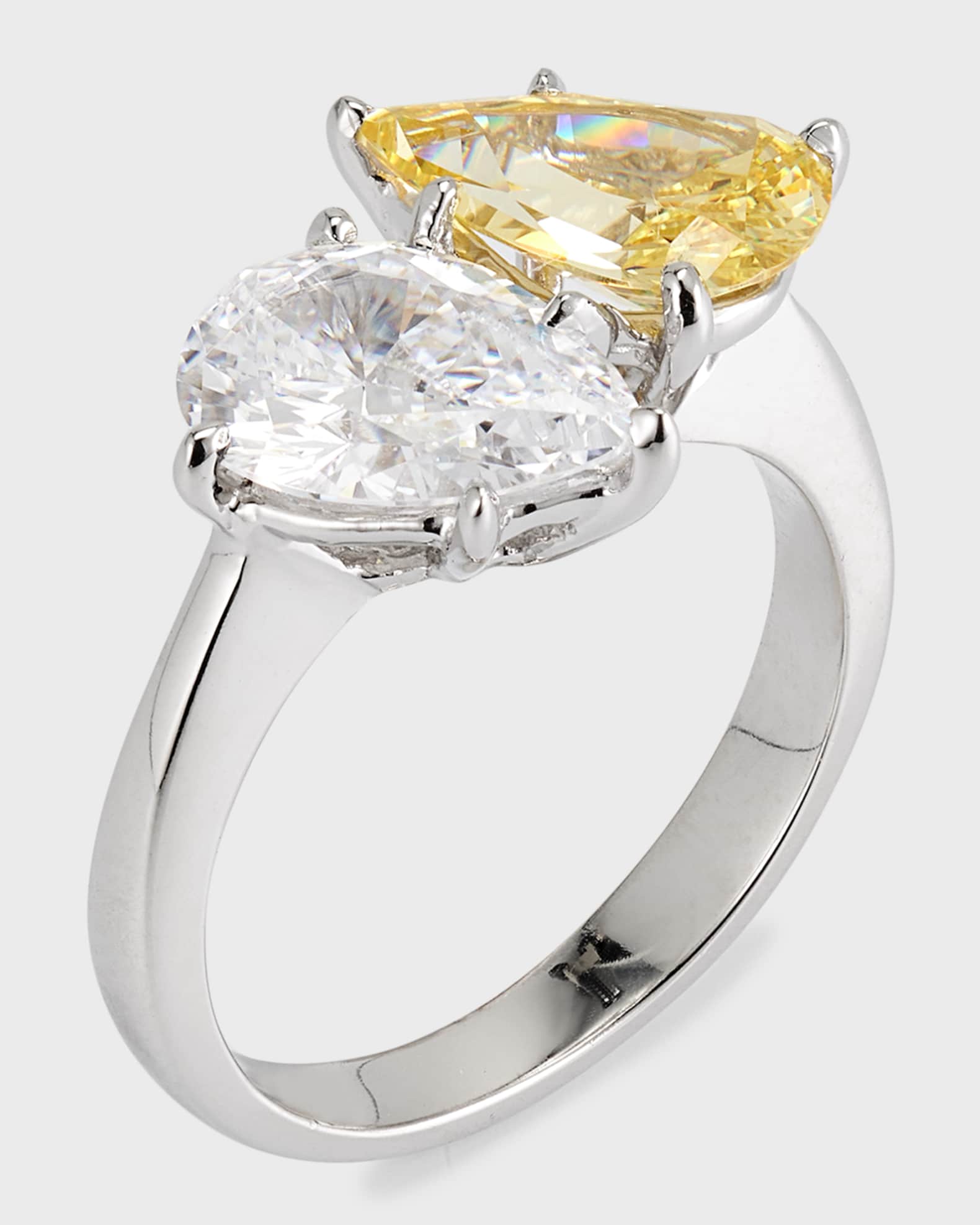 Toi et Moi Cubic Zirconia Pear Cut Ring