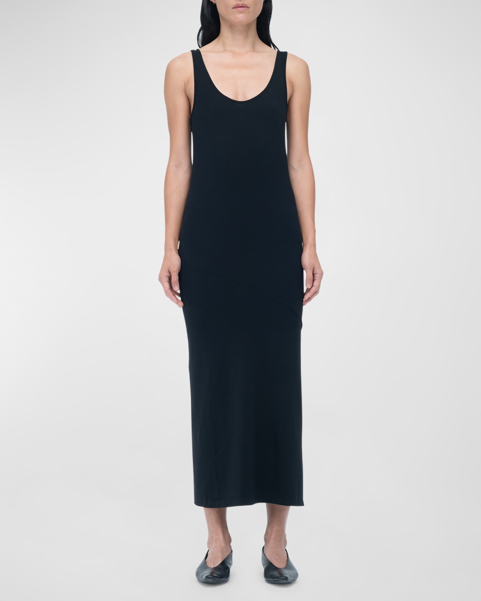 Scoop Neck Slit Midi Tank Dress