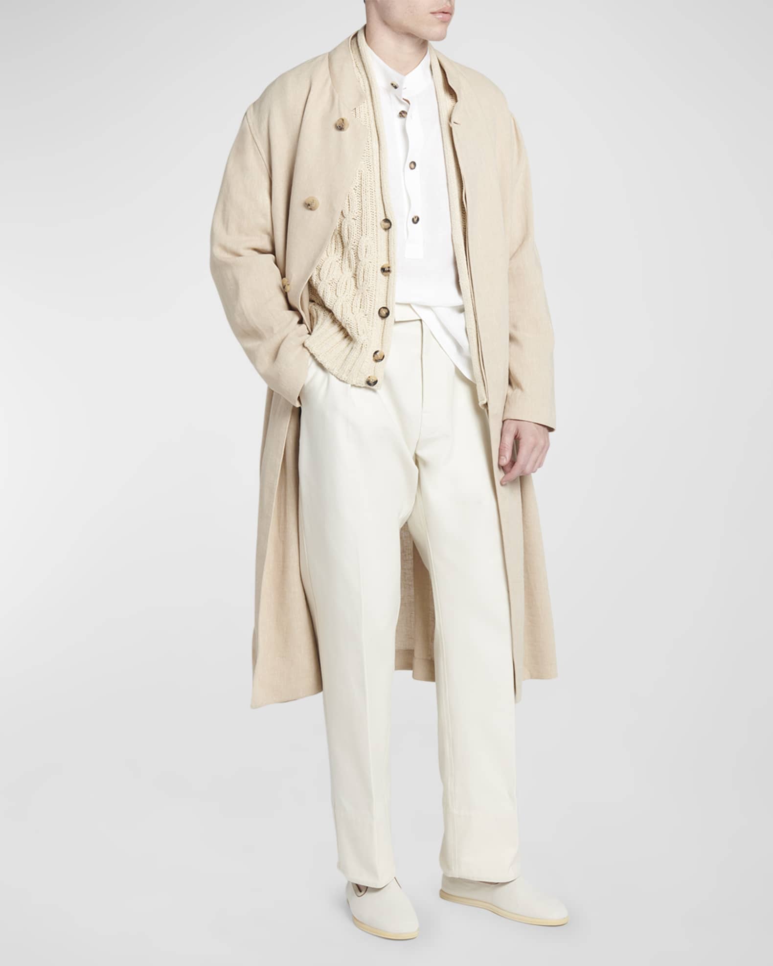 Men s Edvin Linen Trench Coat
