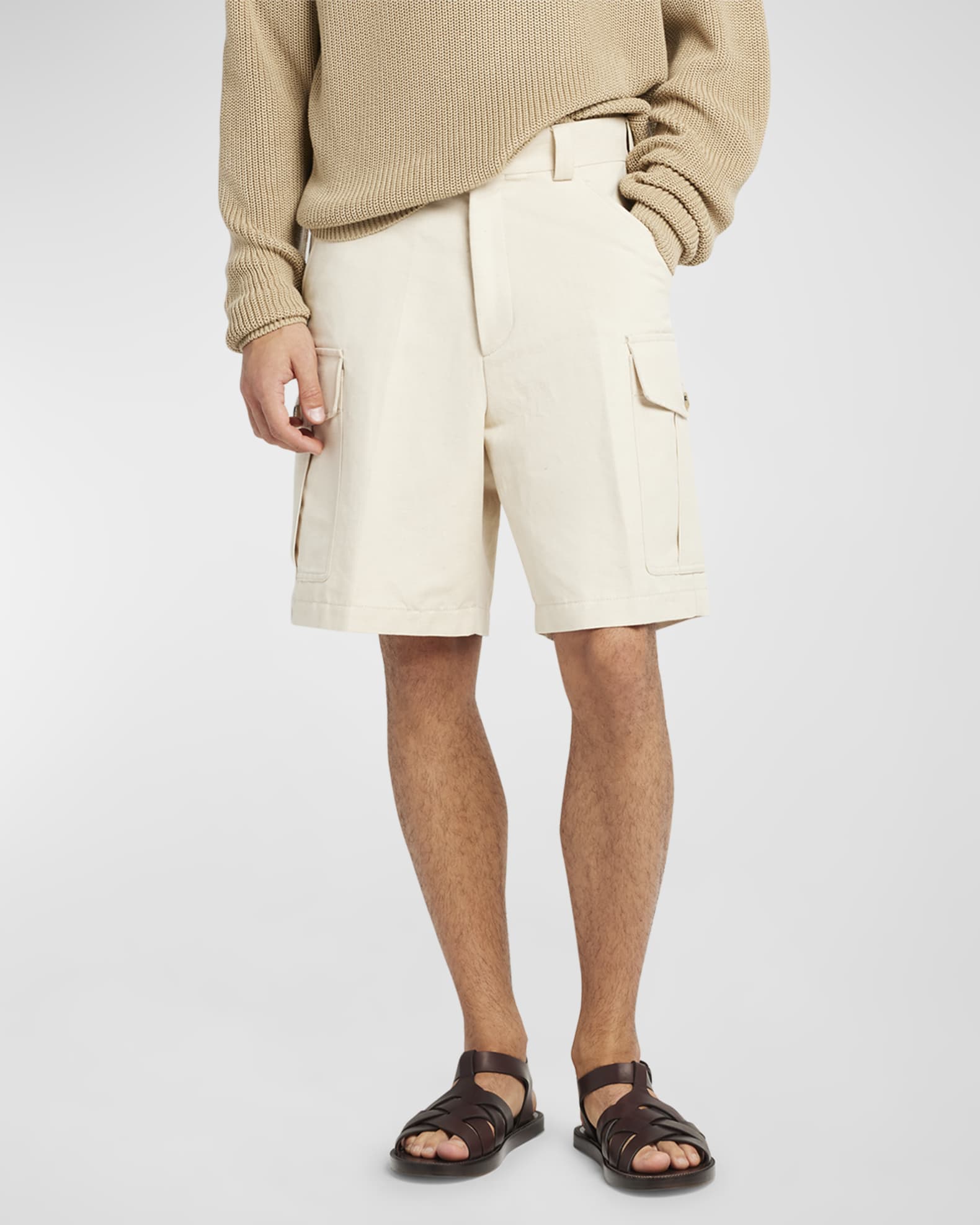 Men s Bizen Cotton Linen Bermuda Cargo Shorts