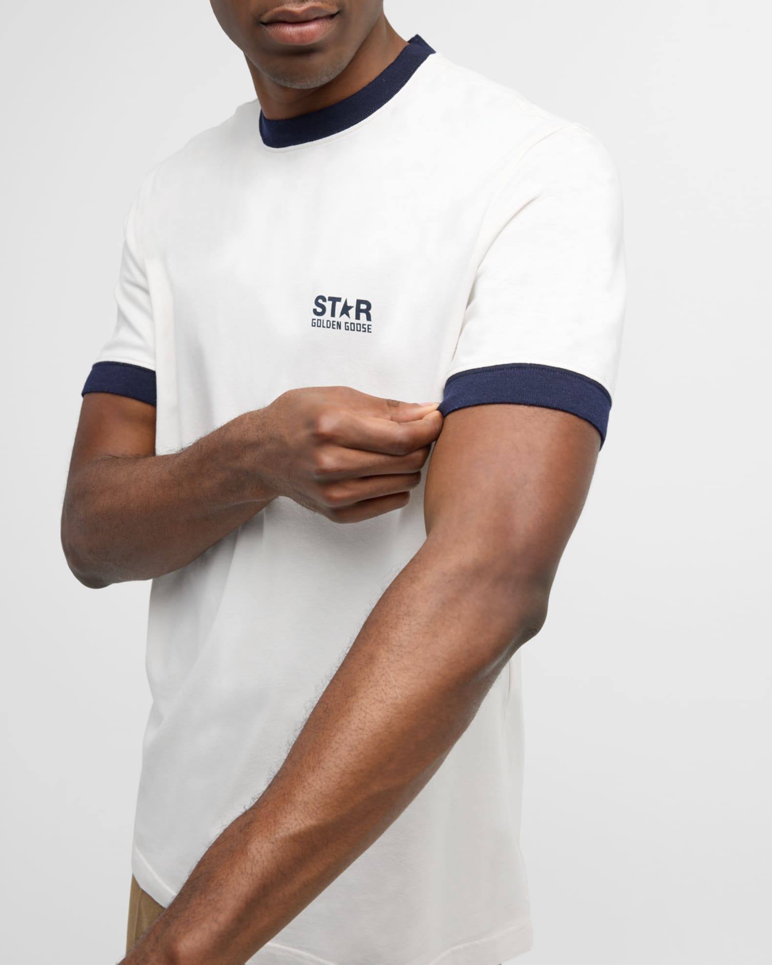 Golden Goose Men Star Collection T-Shirt With Contrasting Logo And Star