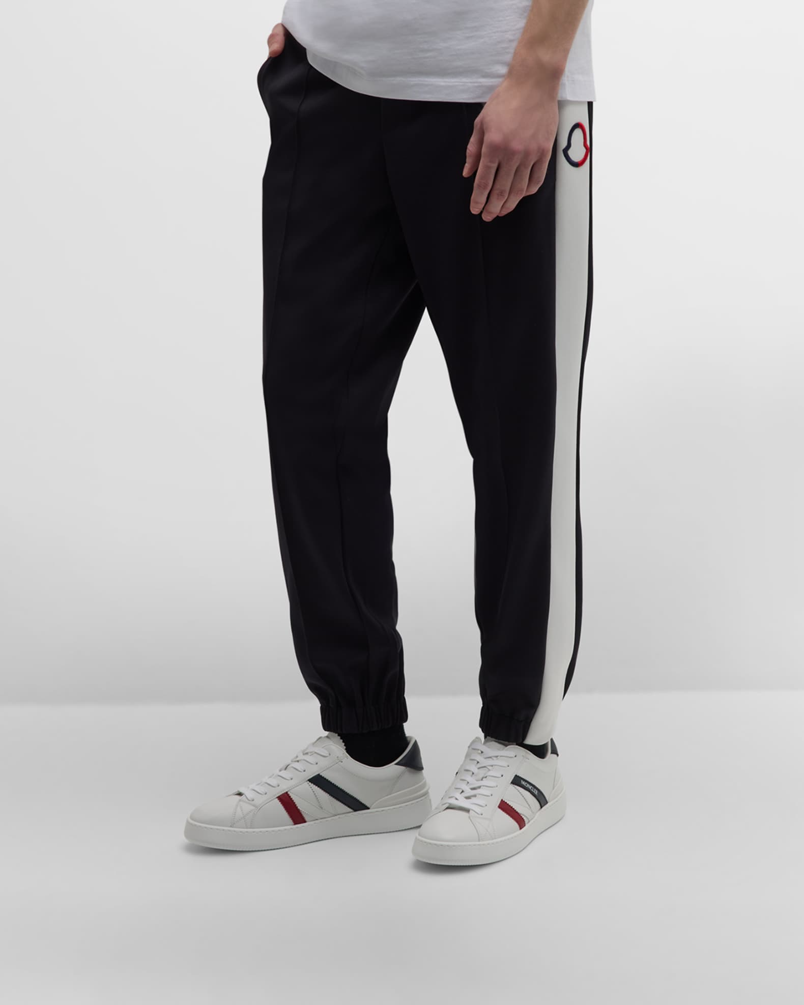 Moncler Men's Monaco M Leather Low-Top Sneakers | Neiman Marcus