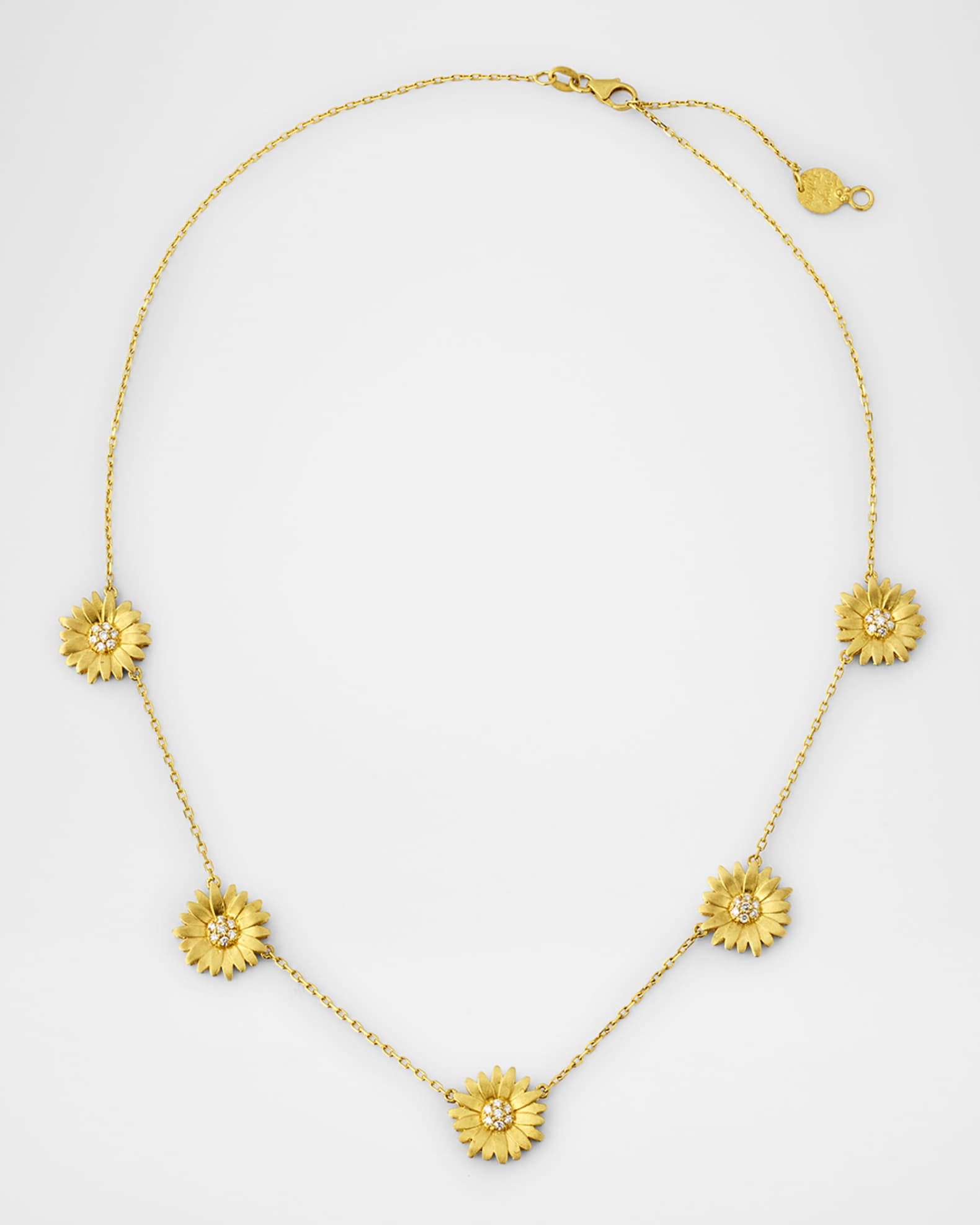 18k Yellow Gold Diamond Daisy Station Necklace 0