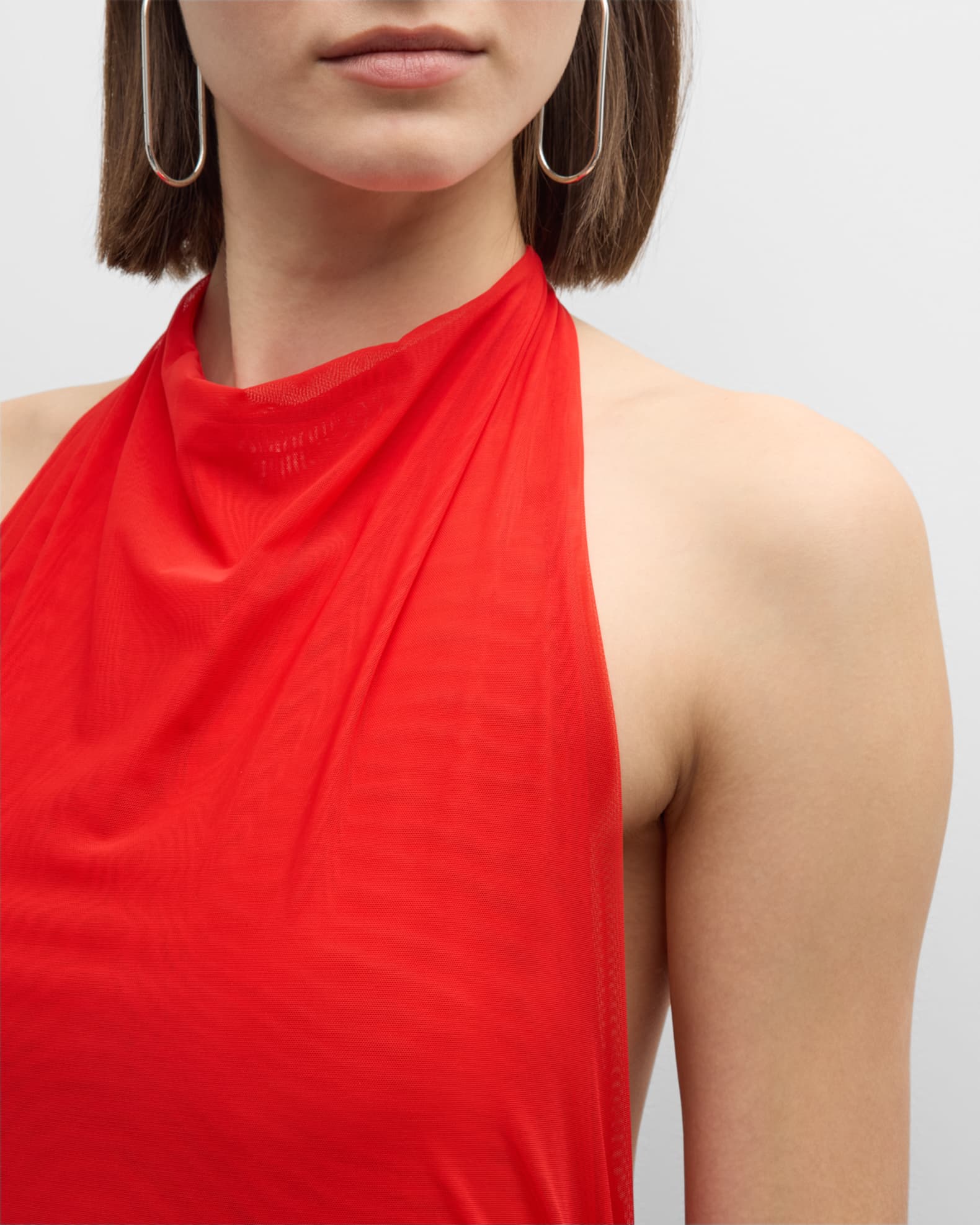 Mesh Halter Midi Dress