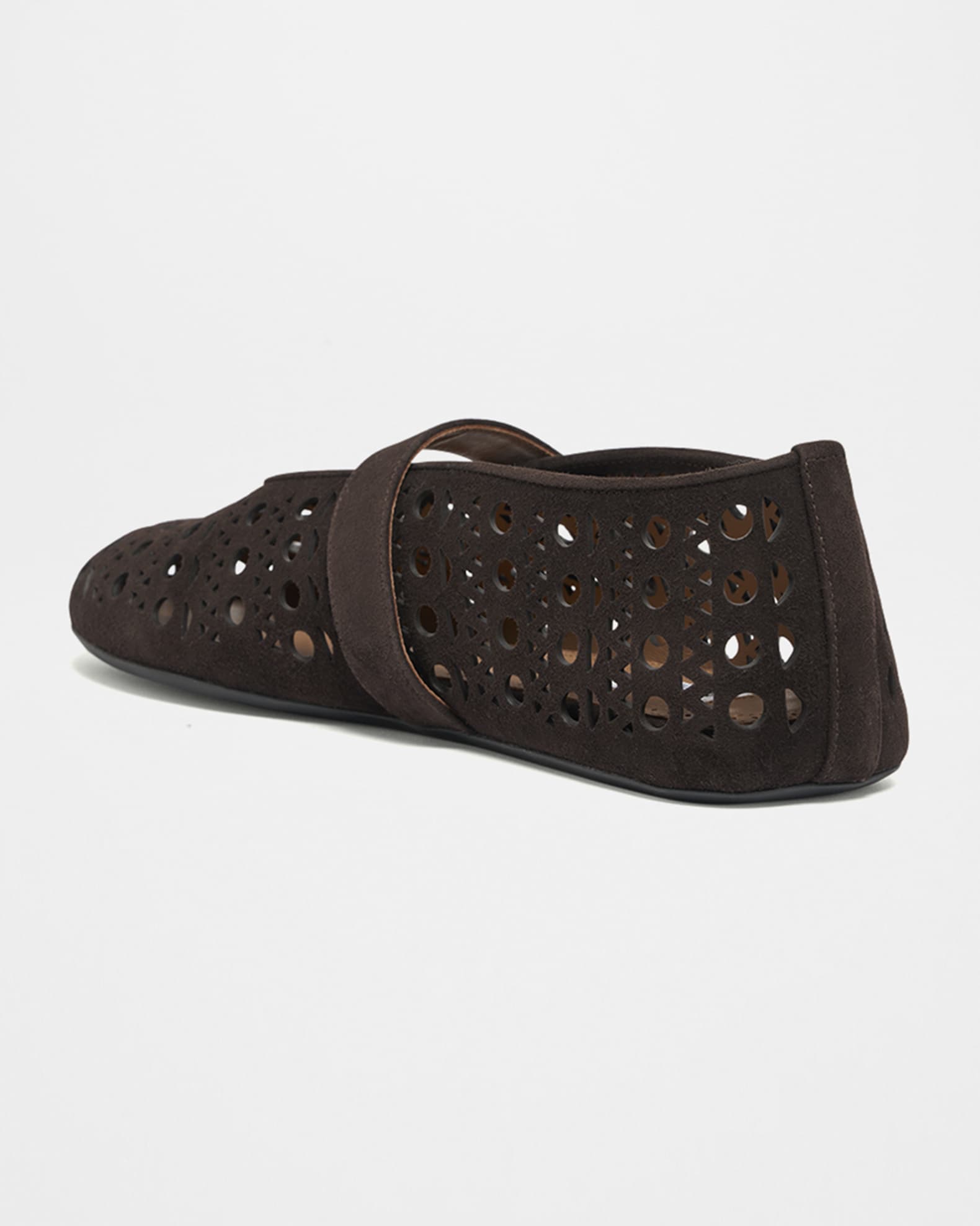 ALAIA Vienne Perforated Suede Buckle Ballerina Flats
