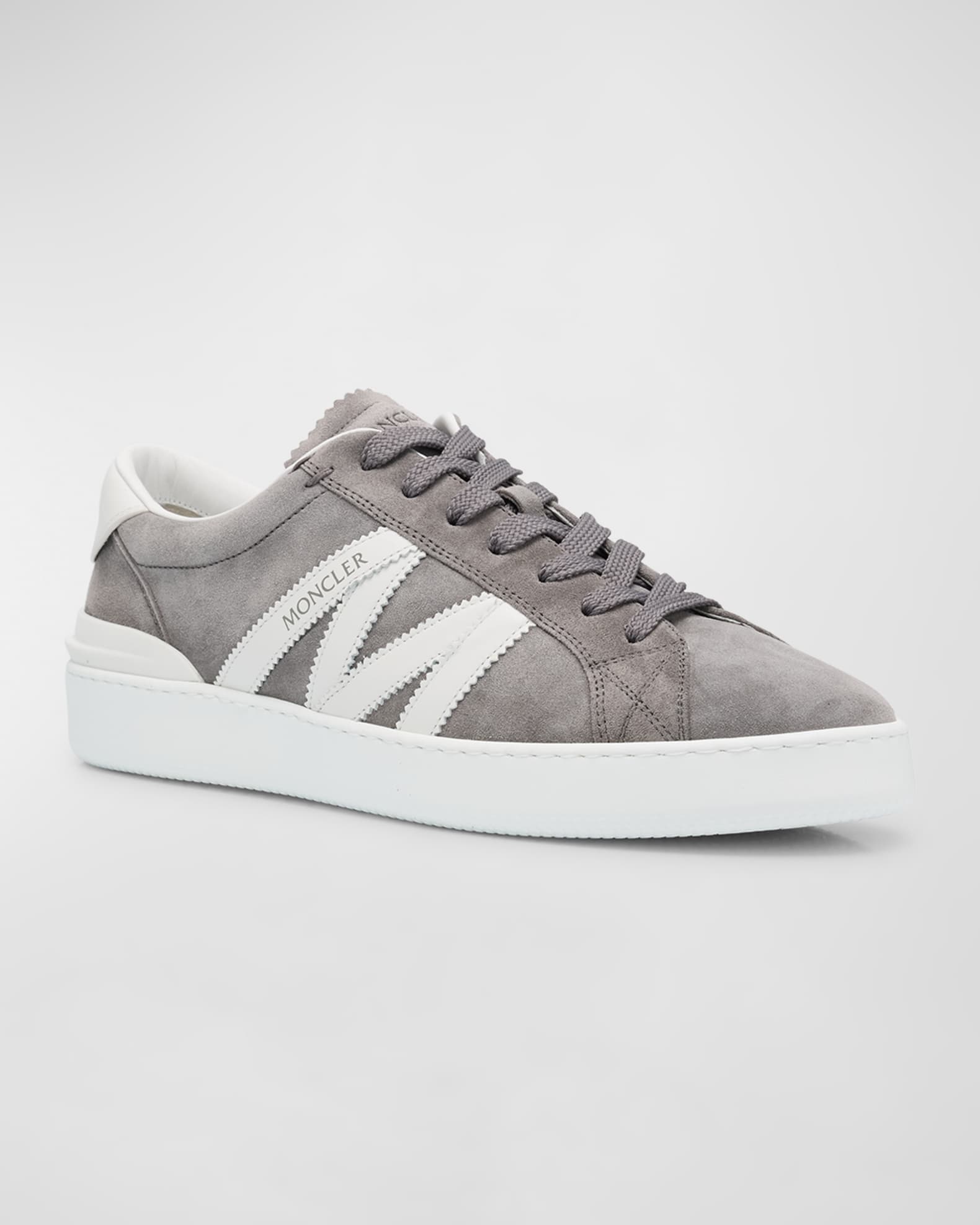 Moncler Men's Monaco M Suede Low-Top Sneakers | Neiman Marcus