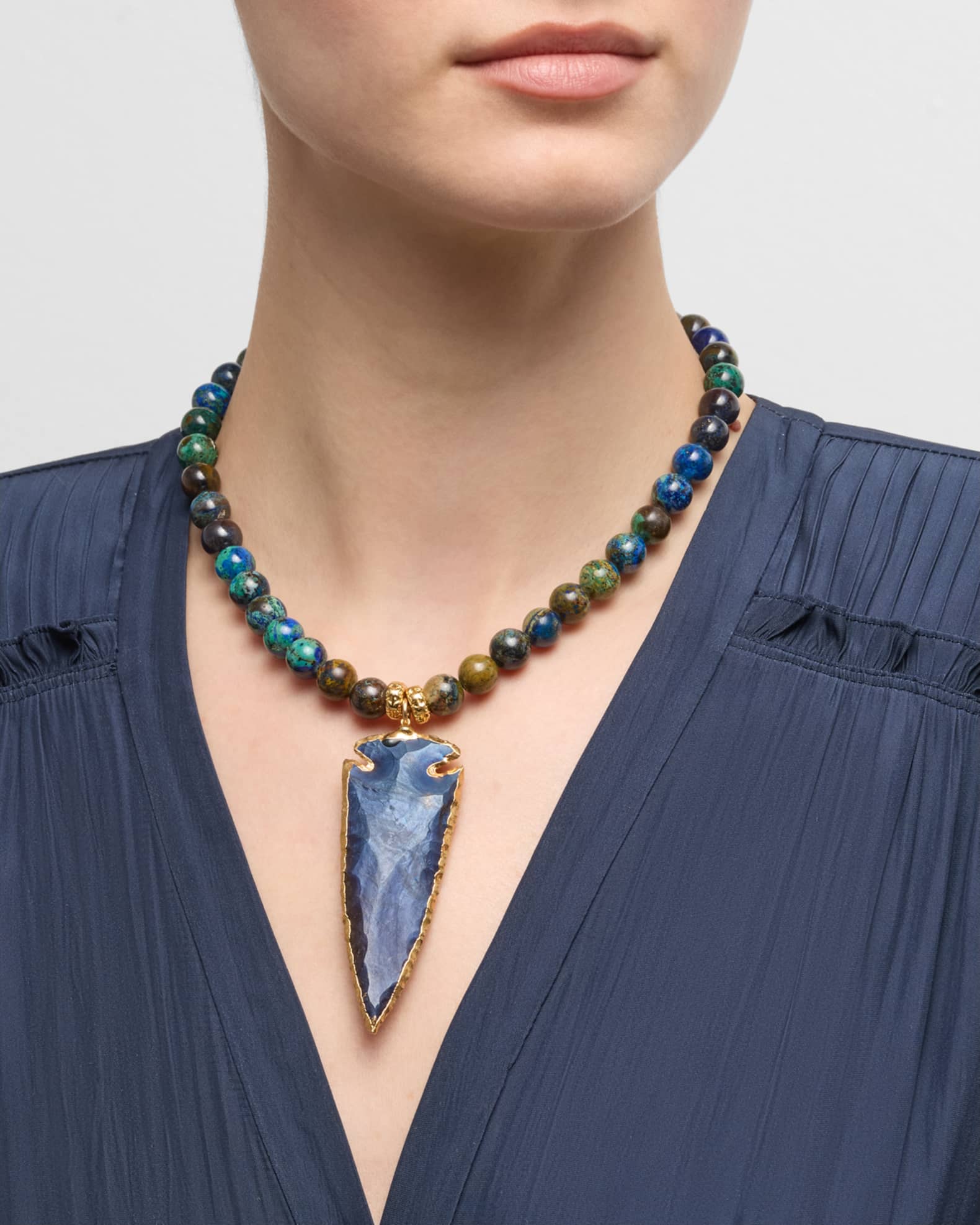 Blue Arrowhead Pendant Necklace 1