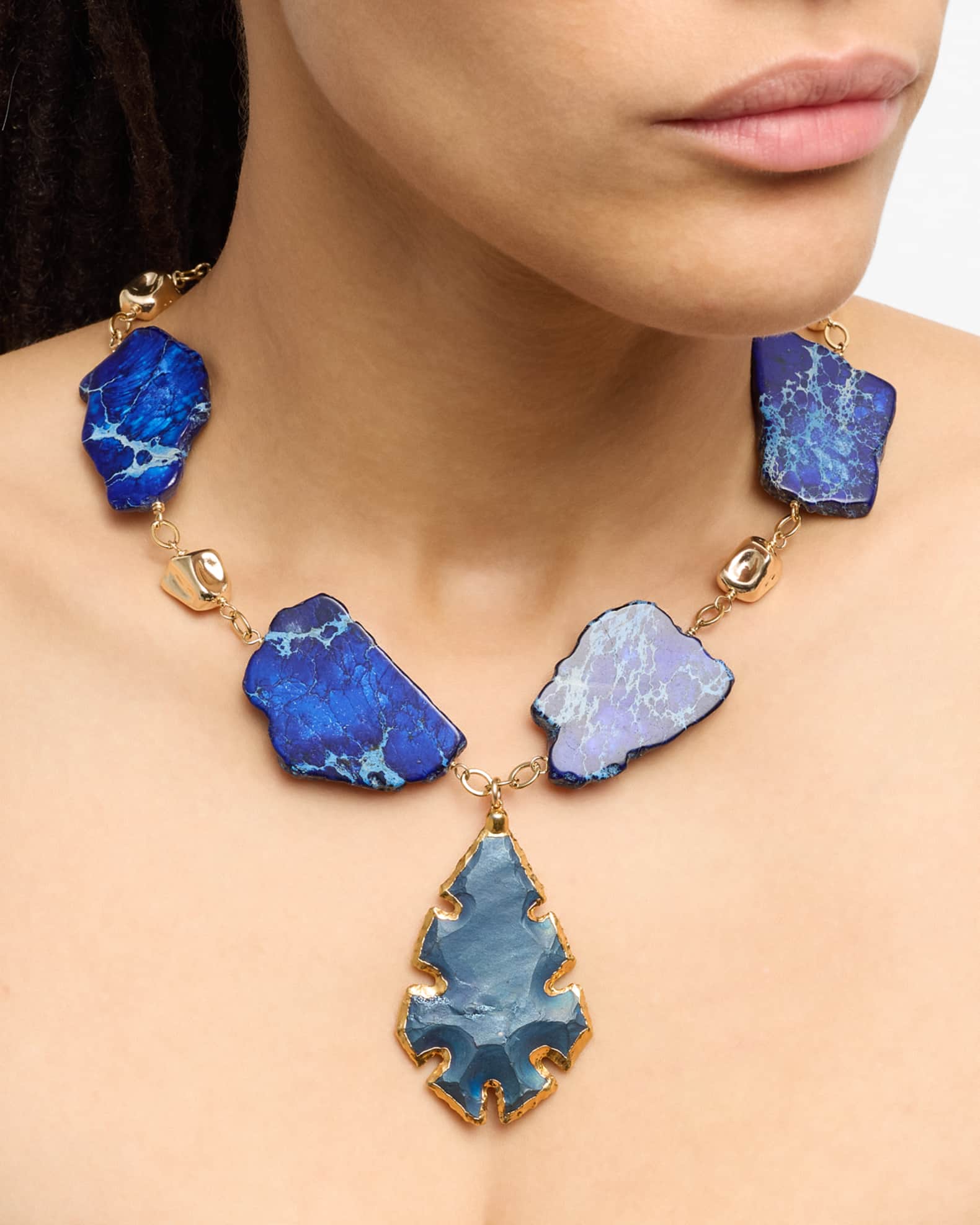 Carved Blue Pendant Necklace 1