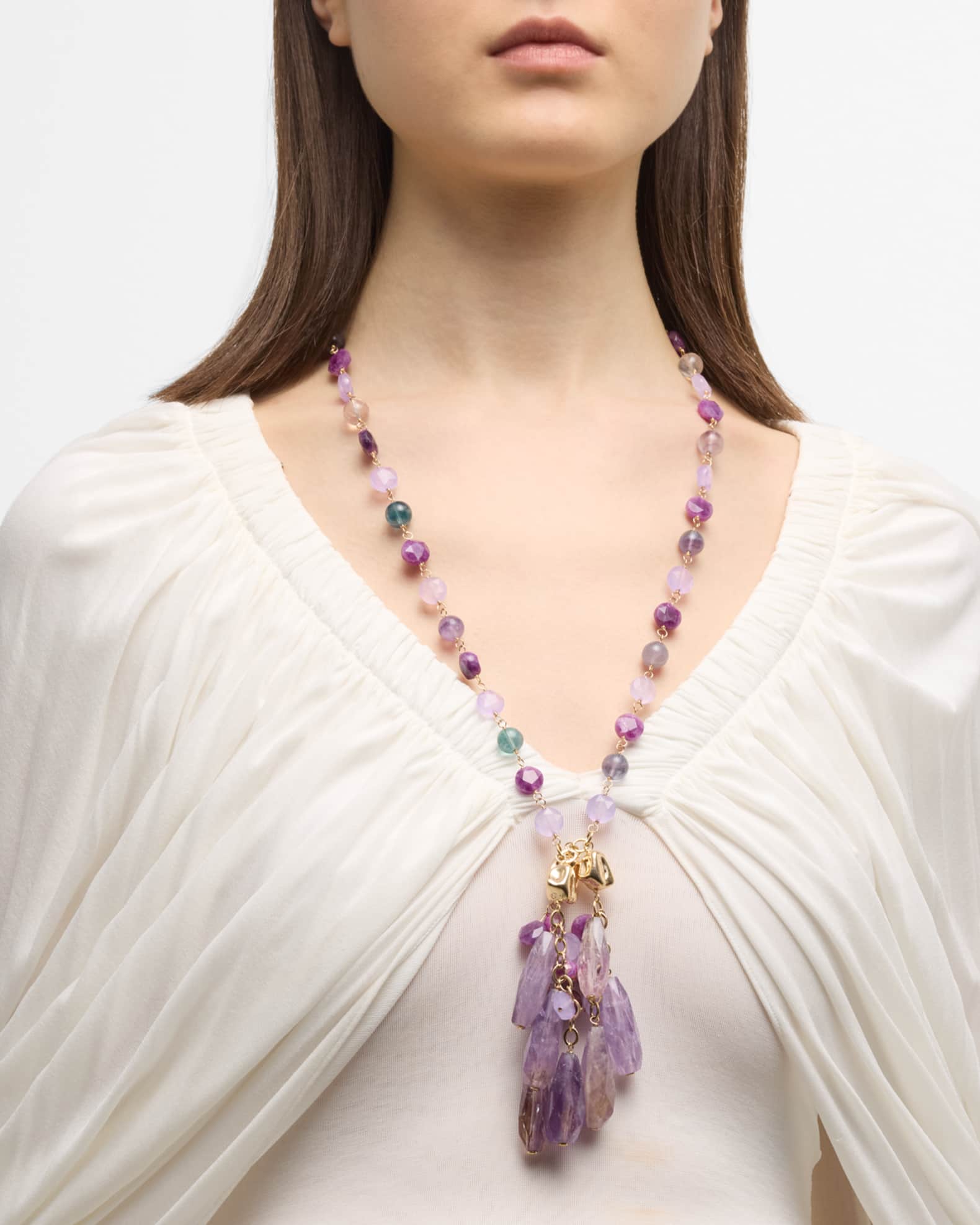 Pink Amethyst Fringe Necklace 1