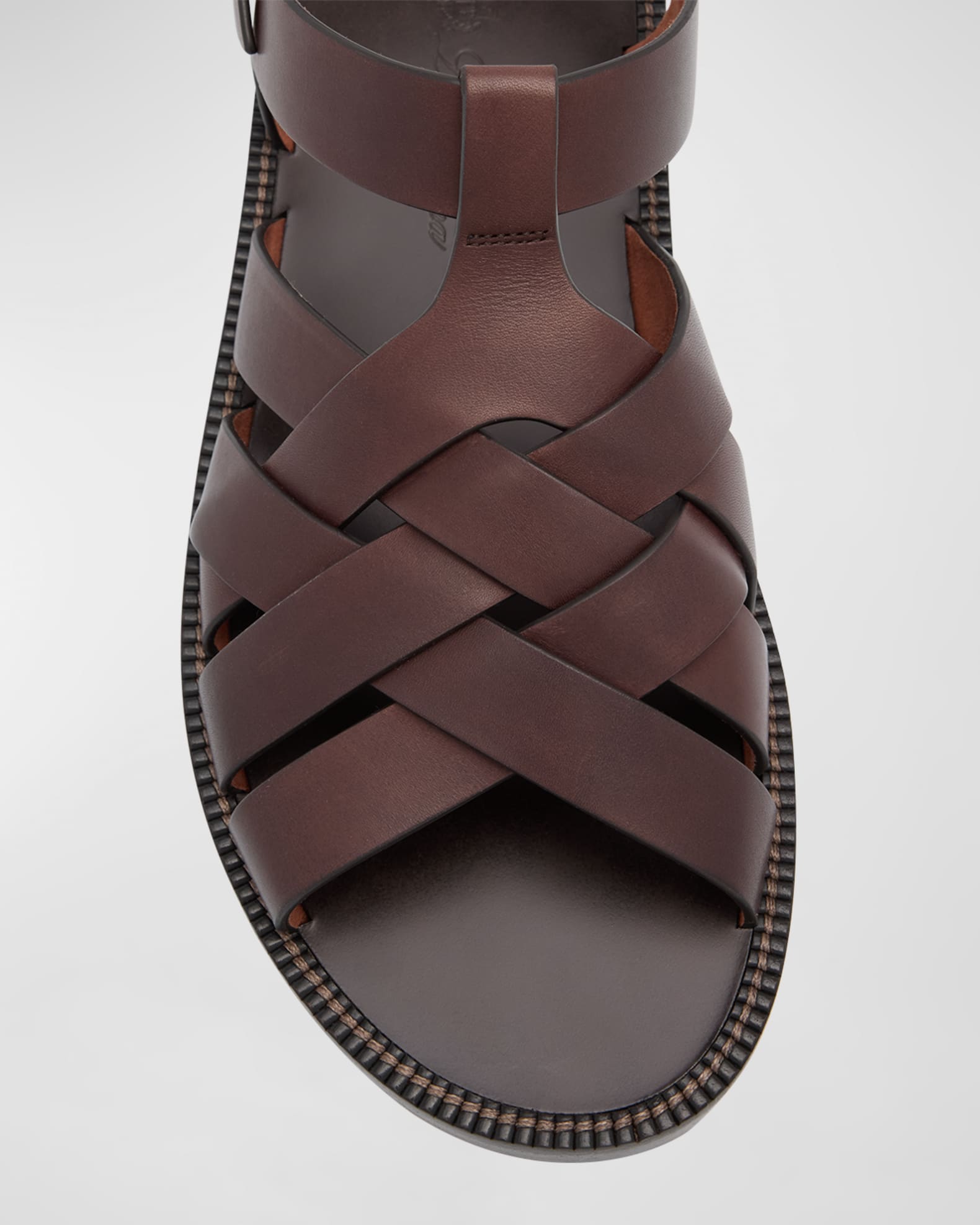 Loro Piana Men's Kumihimo Leather Sandals | Neiman Marcus