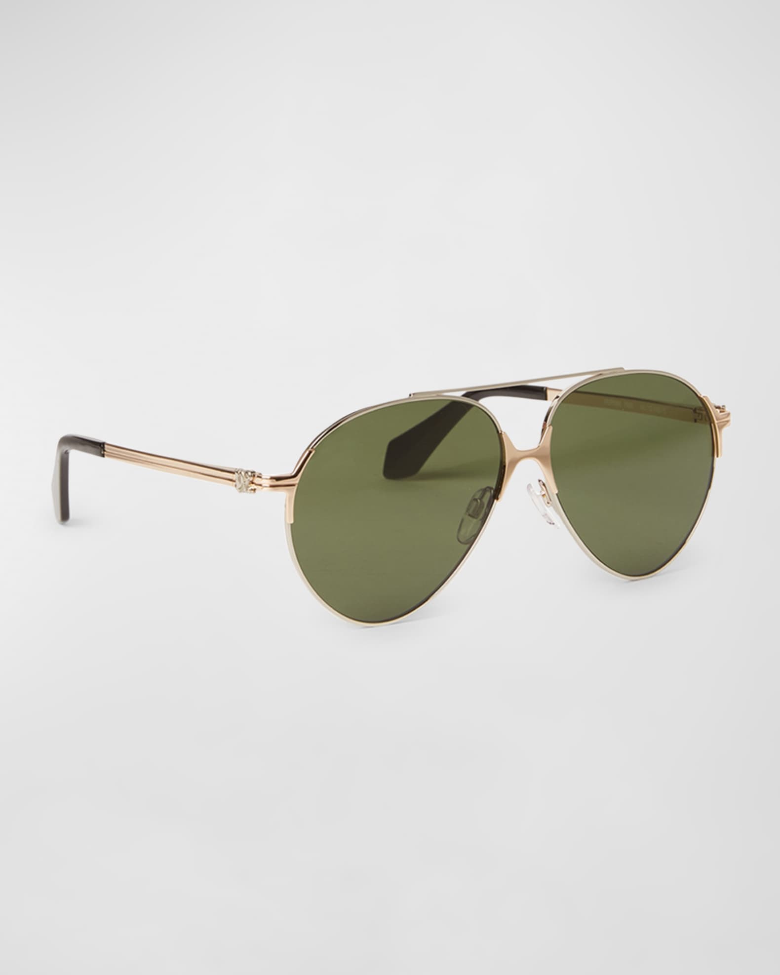 Men's Elkton Double-Bridge Metal Aviator Sunglasses 0