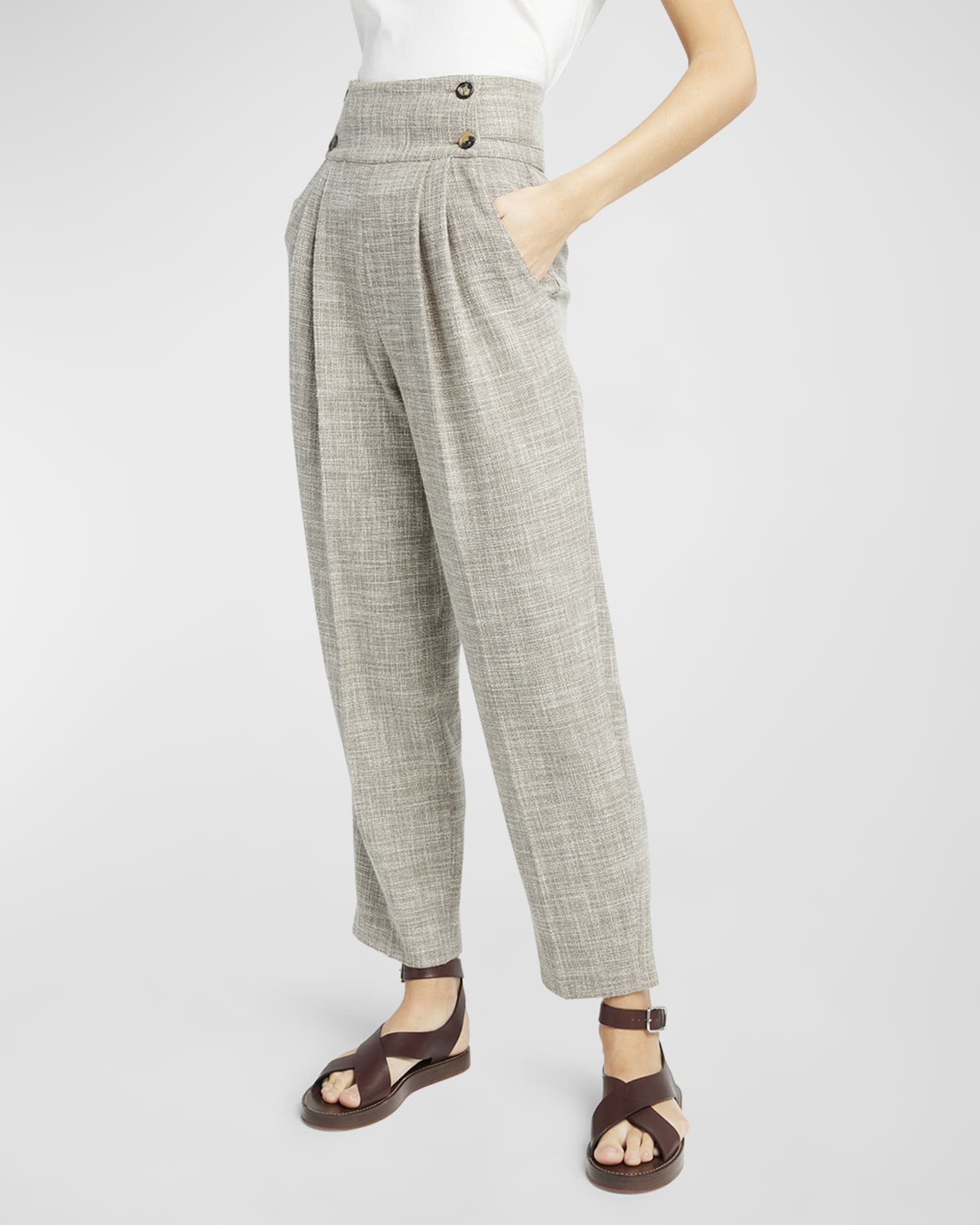 Lien High Rise Wool Blend Cropped Pants