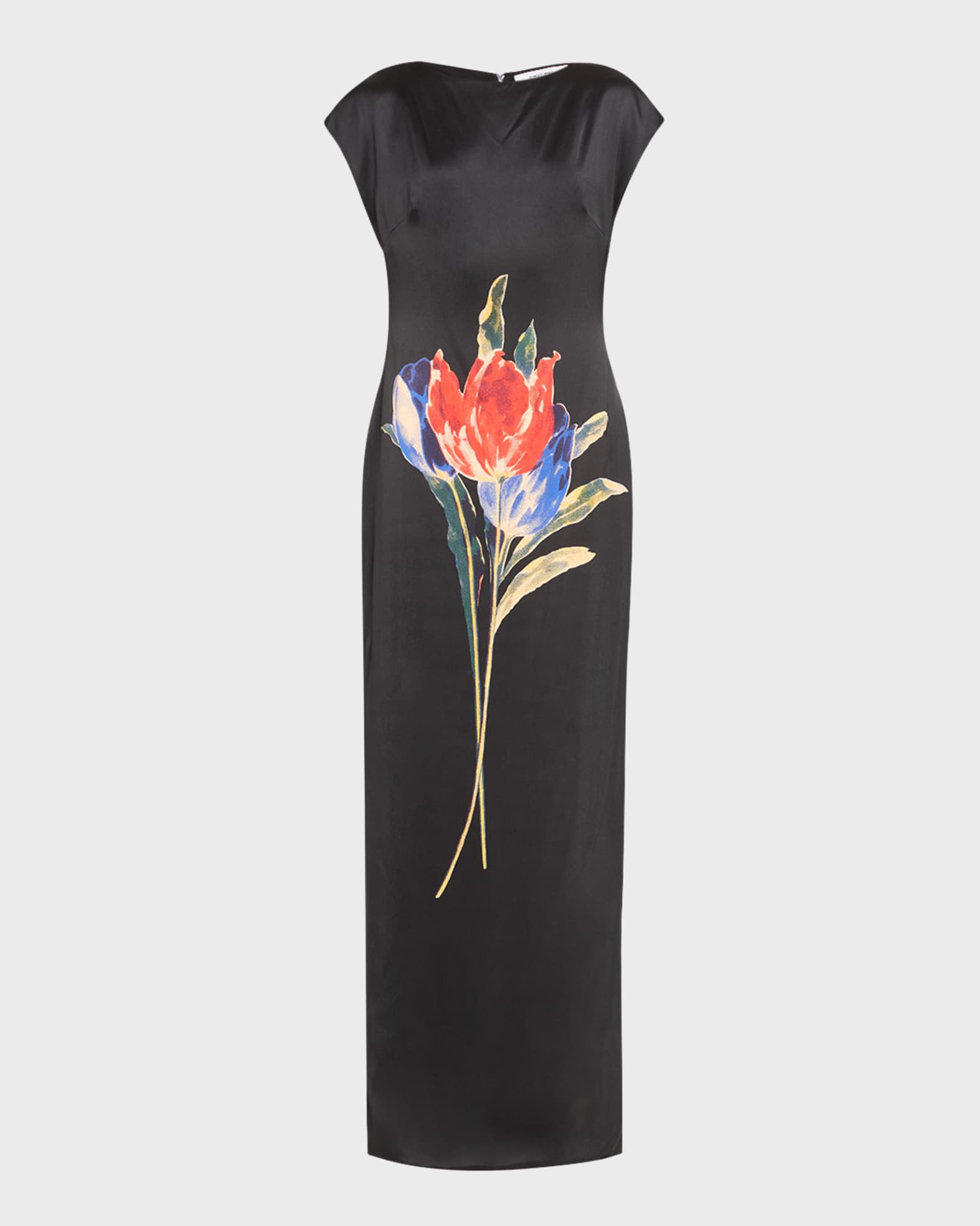 CHRISTOPHER JOHN ROGERS Tulip Print Silk Shift Gown