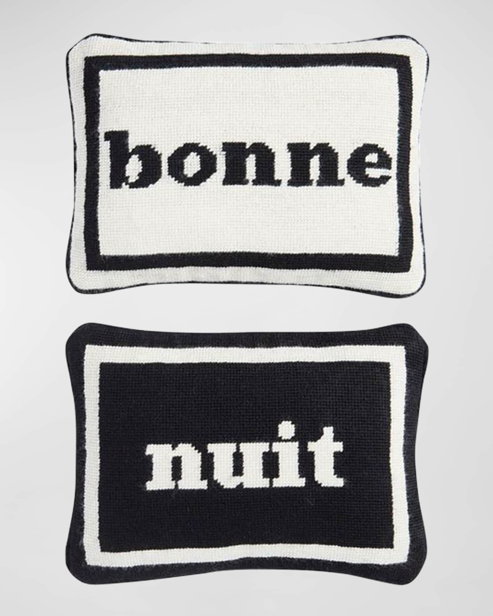 Bonne Nuit Needlepoint Pillows, Set of 2  0