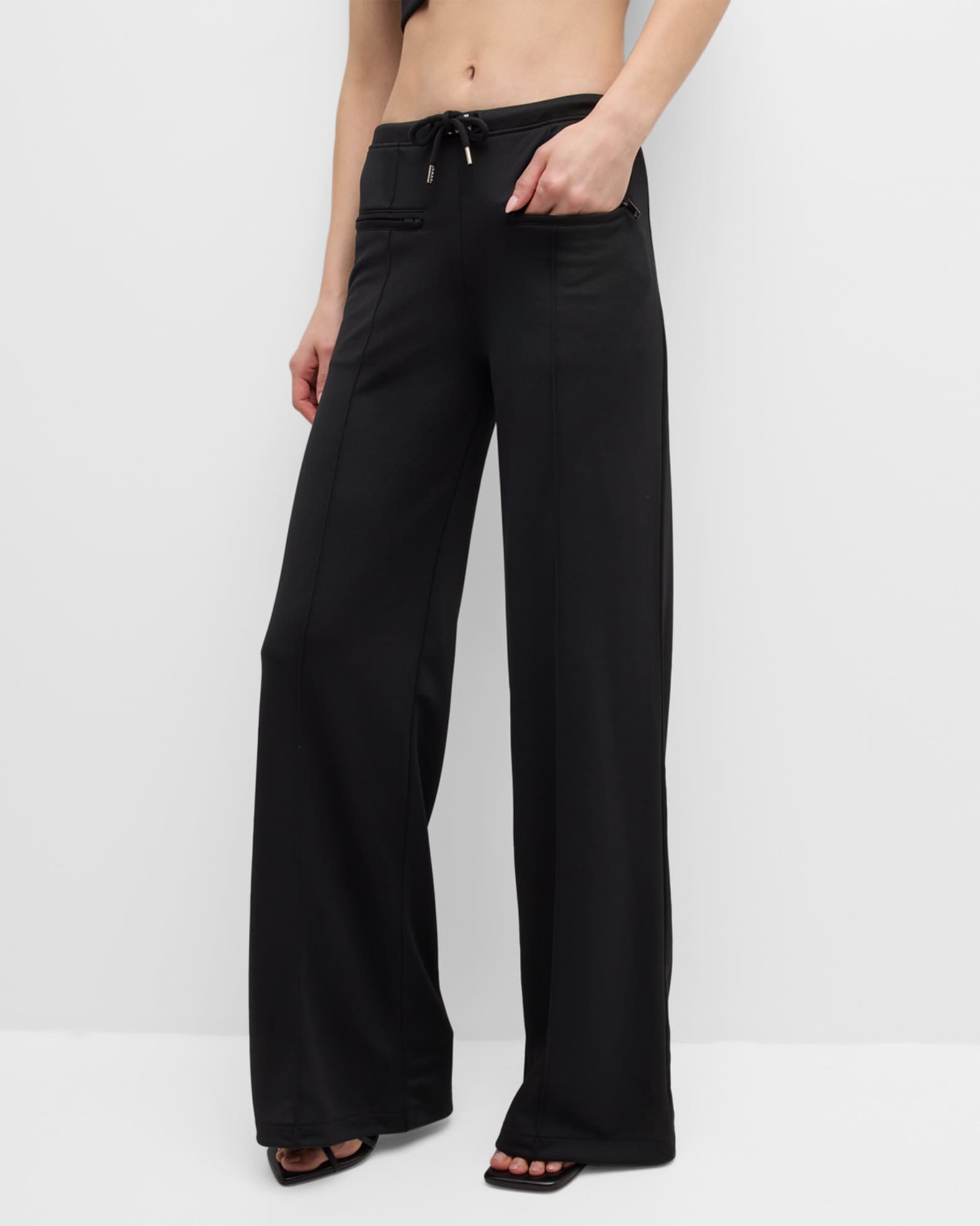 Drawstring Wide Leg Interlock Tracksuit Pants