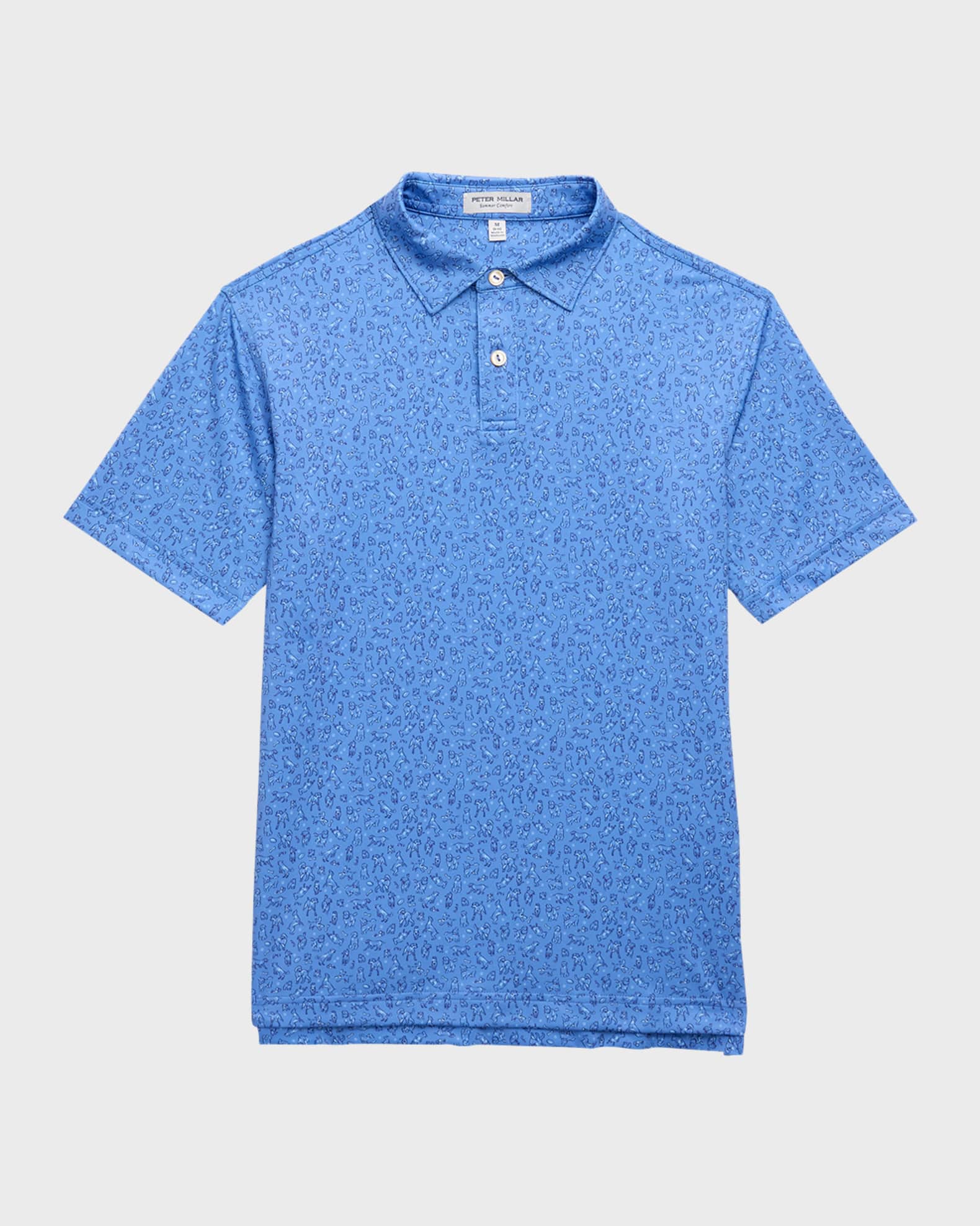 Peter Millar Boy's Good Boy Dog-Print Youth Performance Jersey Polo, Size XS-XL