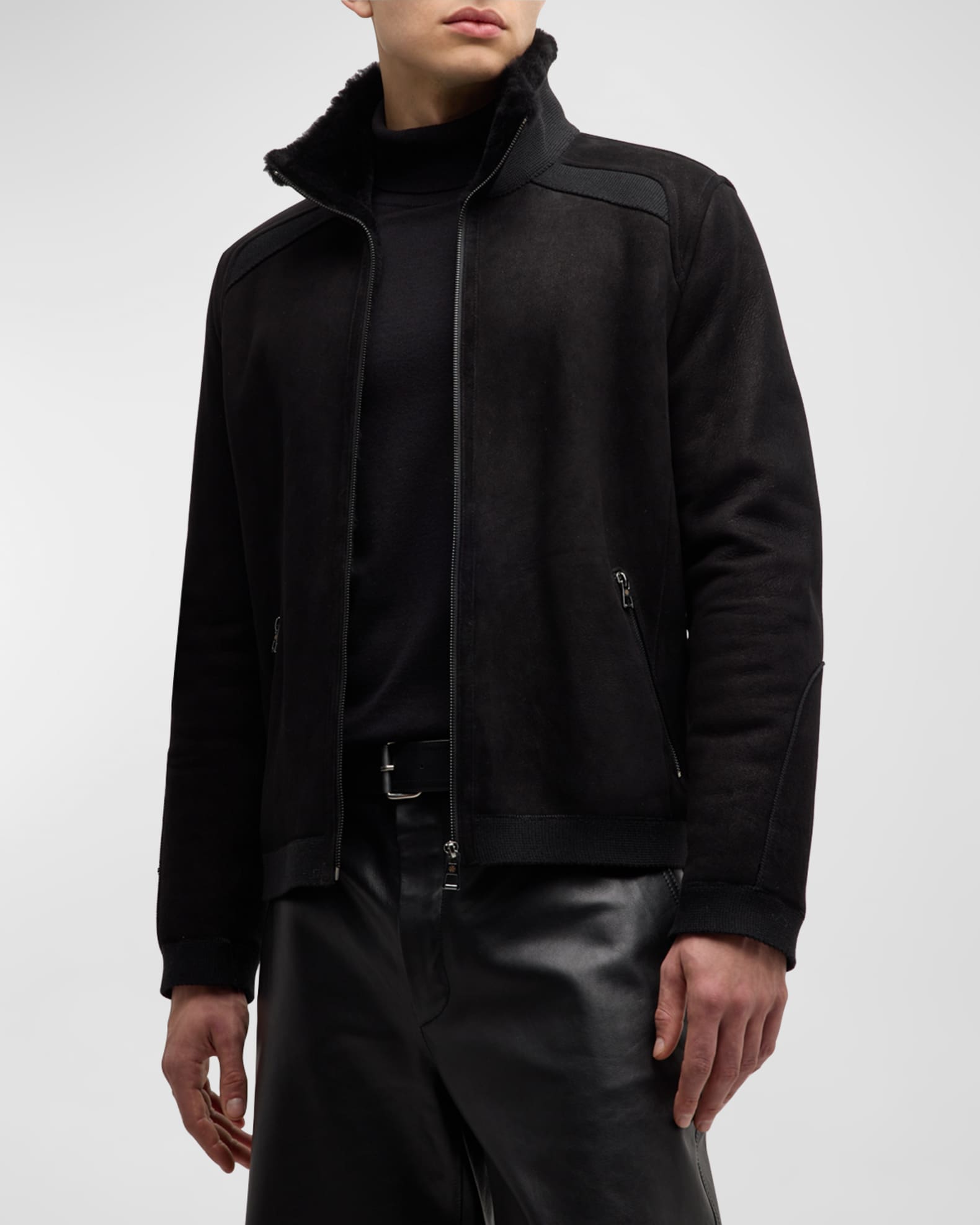 Men's Shearling Lamb Zip-Front Jacket 1
