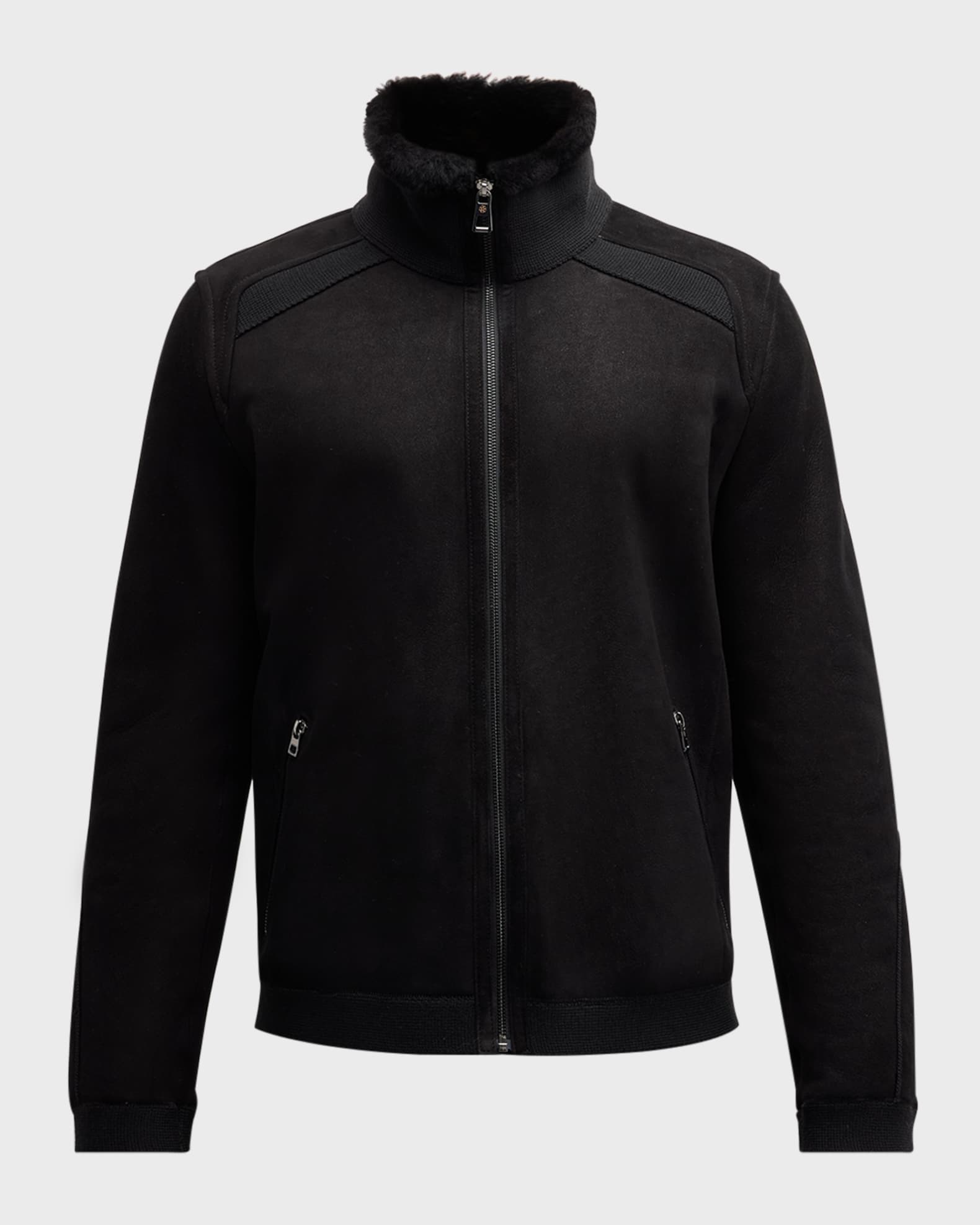Men's Shearling Lamb Zip-Front Jacket 0