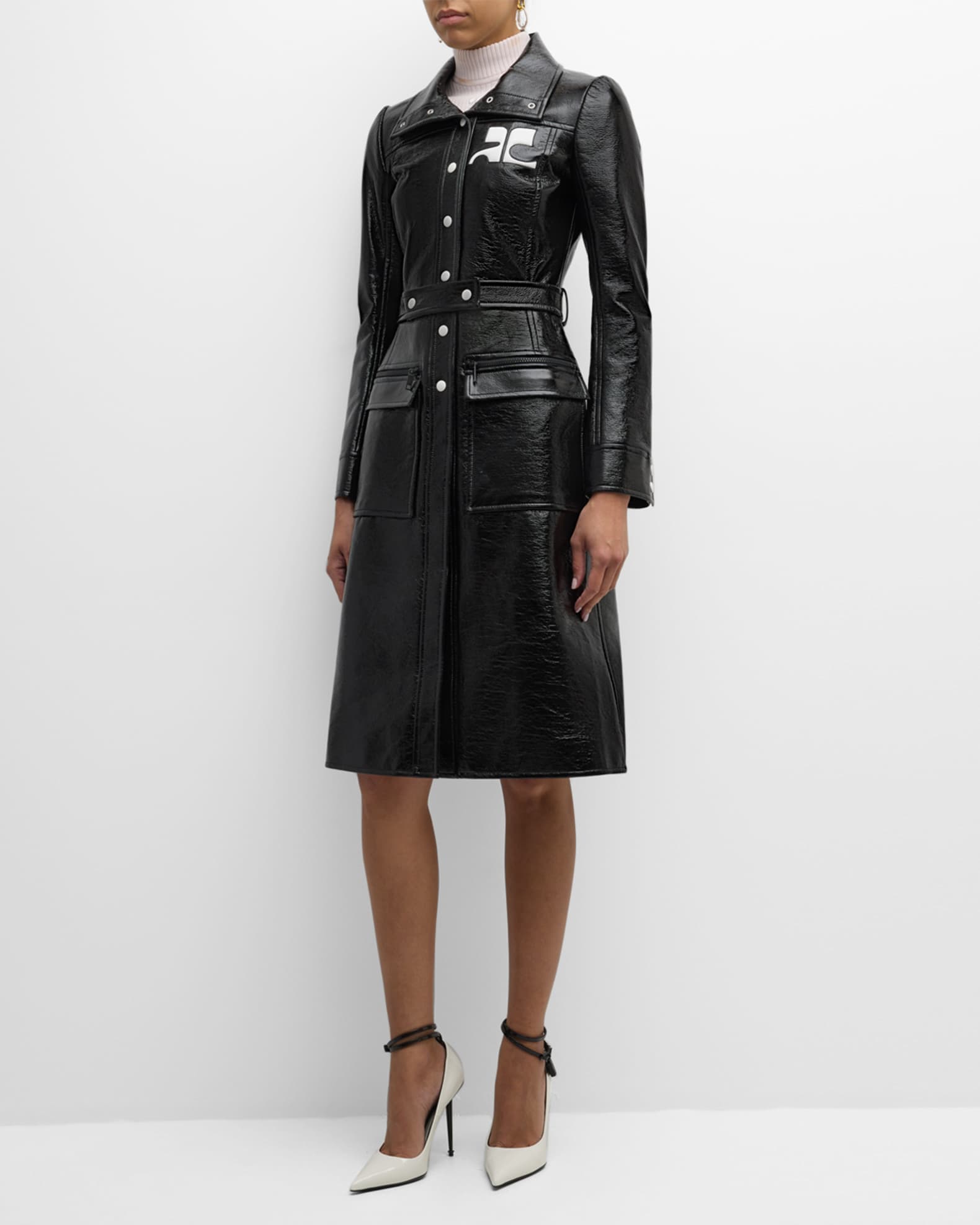 VIP【関税送料無料】希少 Courreges belted trench coat Courreges Reedition Vinyl Belted A-Line Trench Coat | Neiman