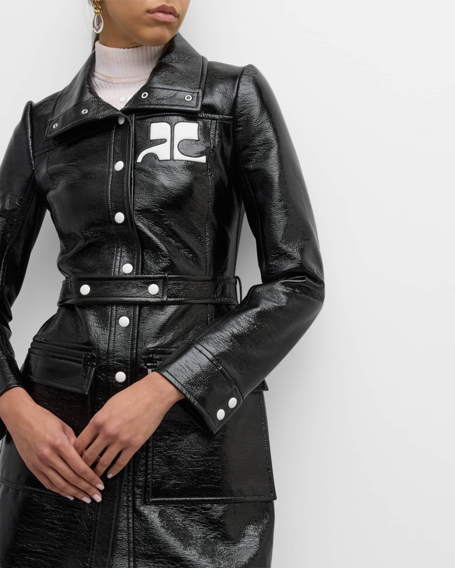 Courreges Reedition Vinyl Belted A-Line Trench Coat | Neiman