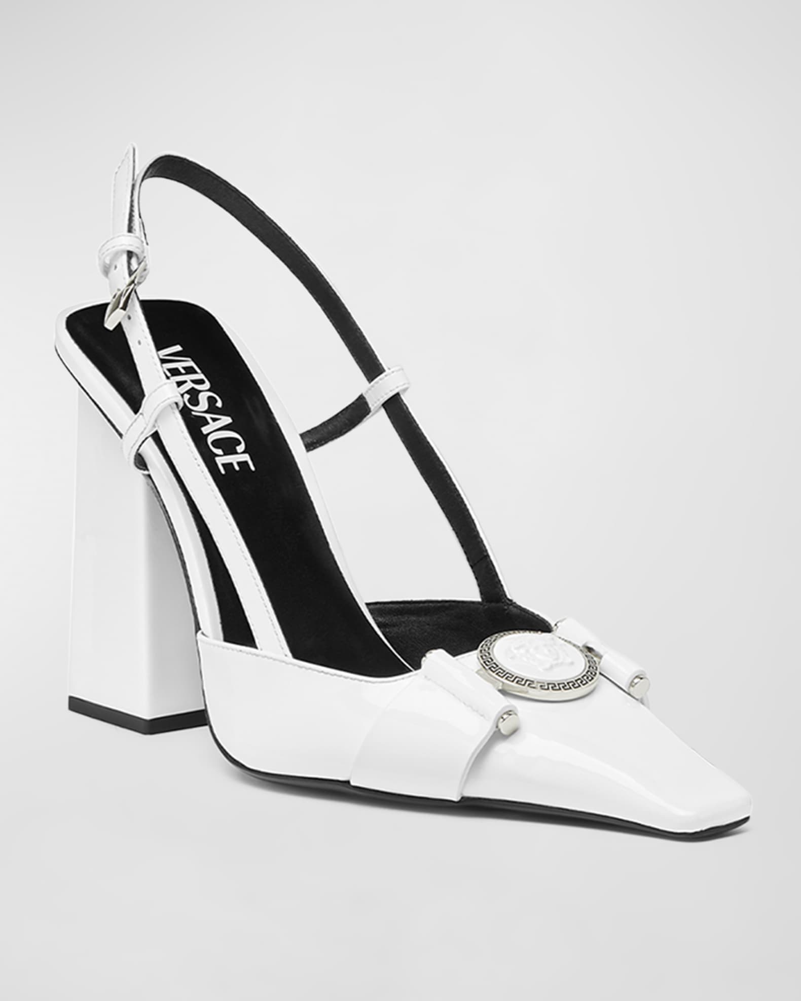 Versace black and white heels hot sale