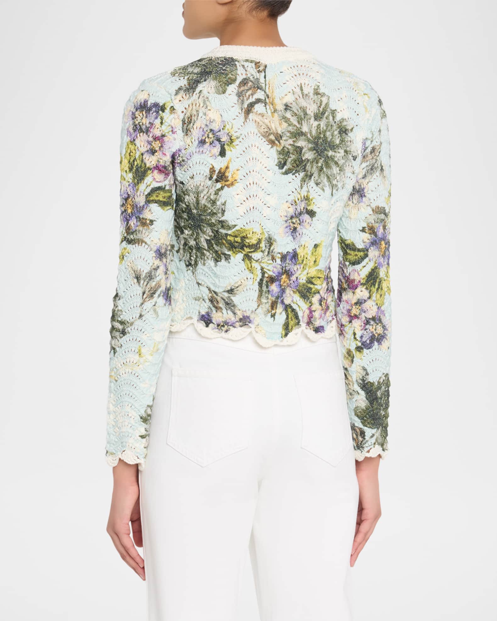 Cara Cara Jolene Floral Cotton Crochet Cropped Cardigan | Neiman