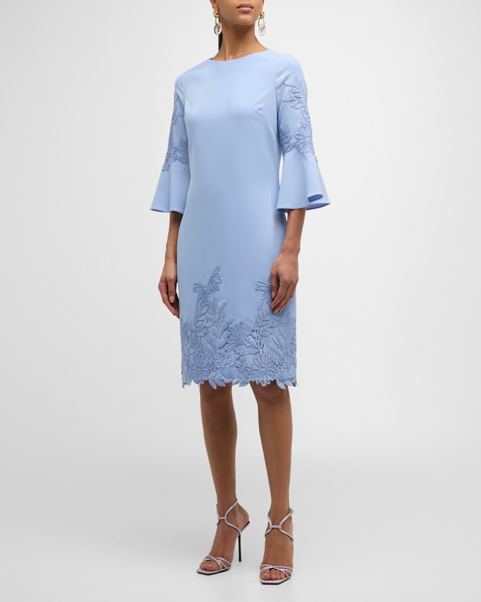 Teri jon bell sleeve lace dress best sale