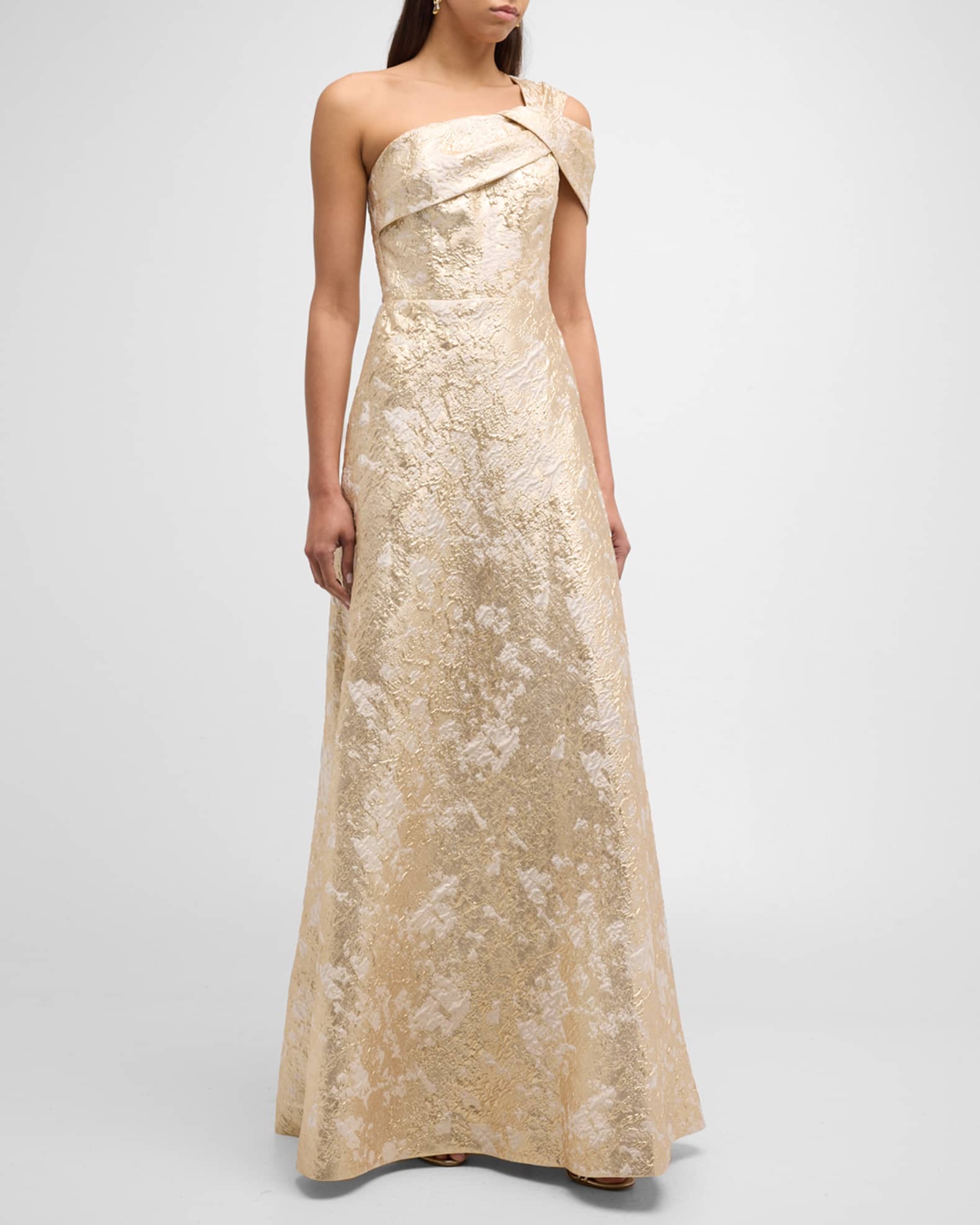 teri jon a line dress Teri Jon Metallic Jacquard A-Line Evening Gown Size 4 main image 1