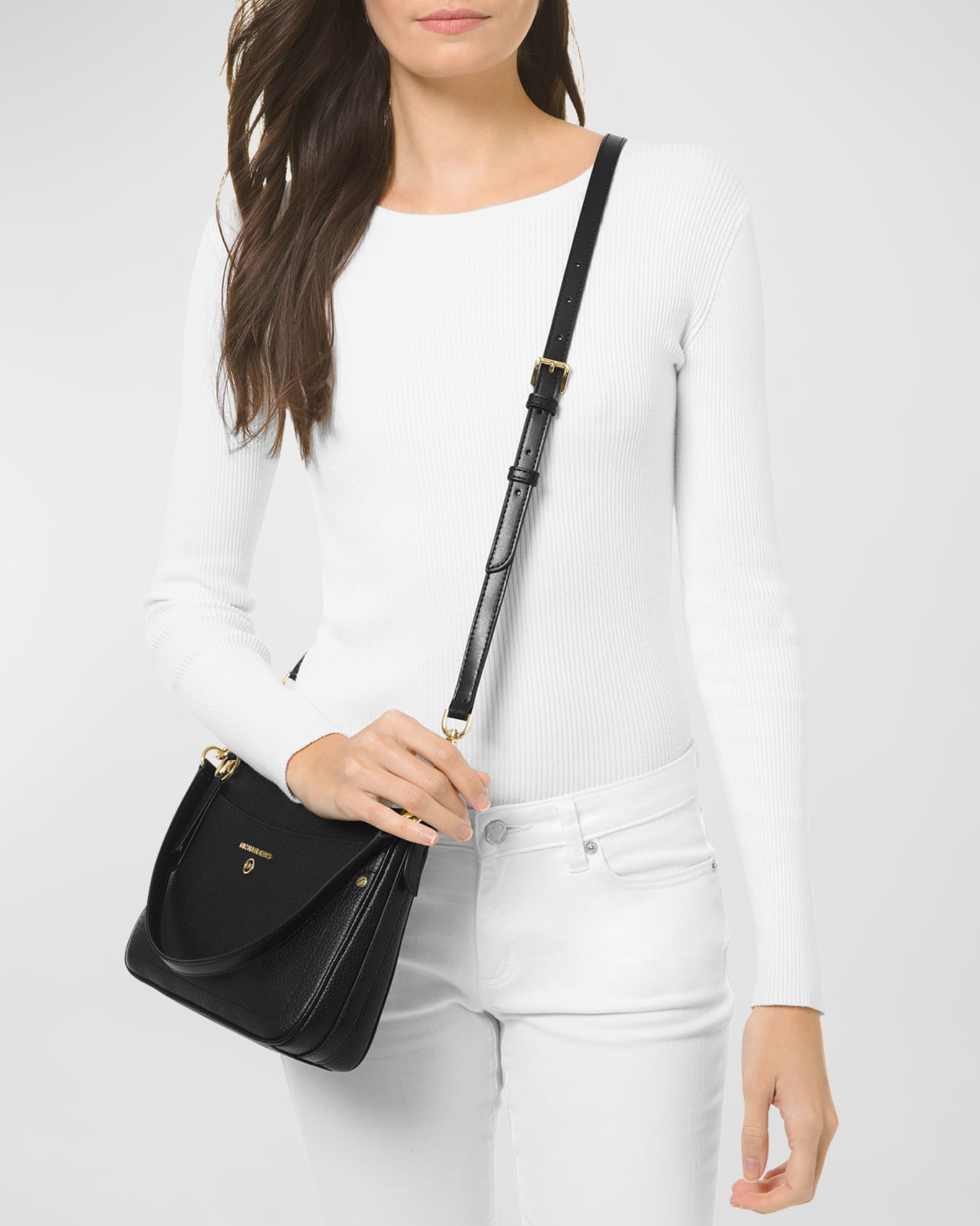 【SALE】 Michael MICHAEL Kors Crossbody Pochette Medium Charm Set Jet 小物