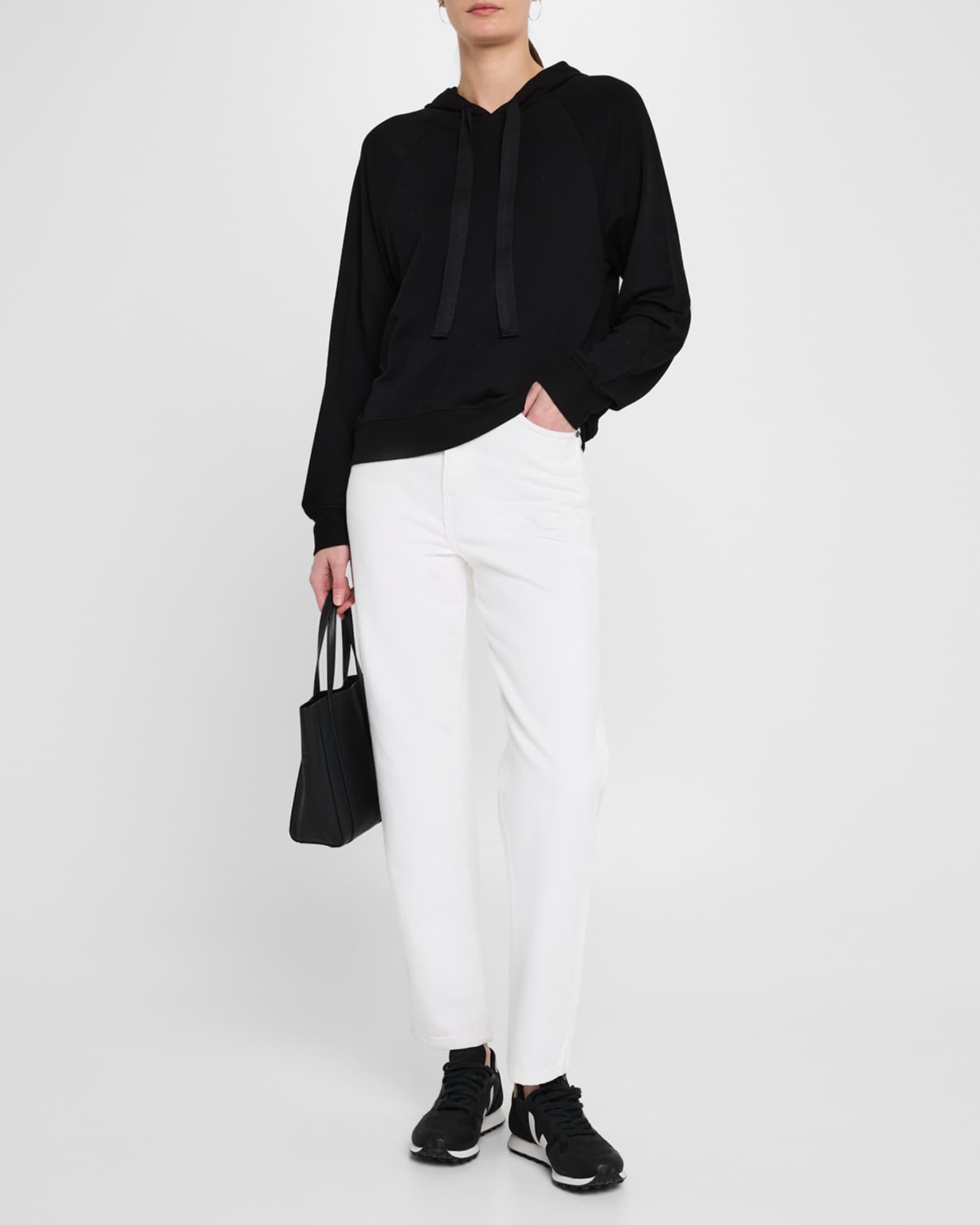 French Terry Hoodie with Grosgrain Trim  1