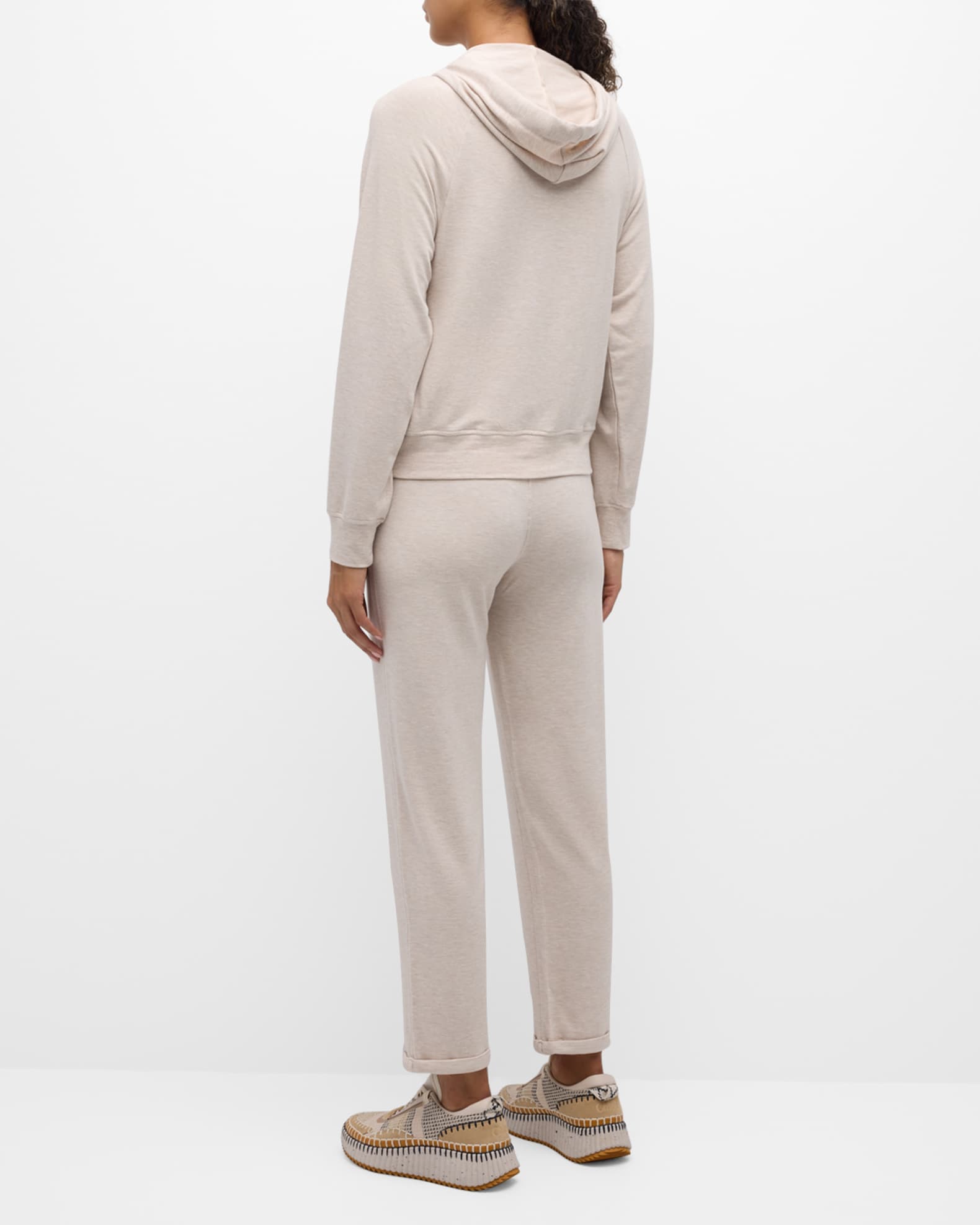 Majestic Filatures French Terry Zip Front Hoodie Cream