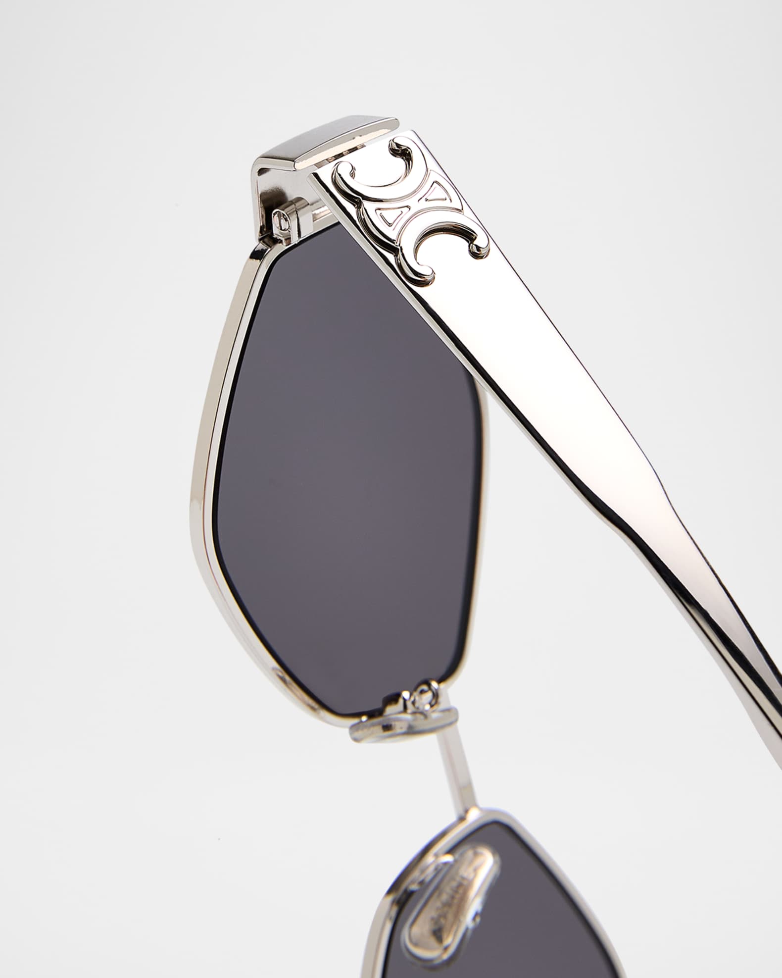 CELINE Men's Triomphe Metal and Nylon Oval Sunglasses | Neiman Marcus