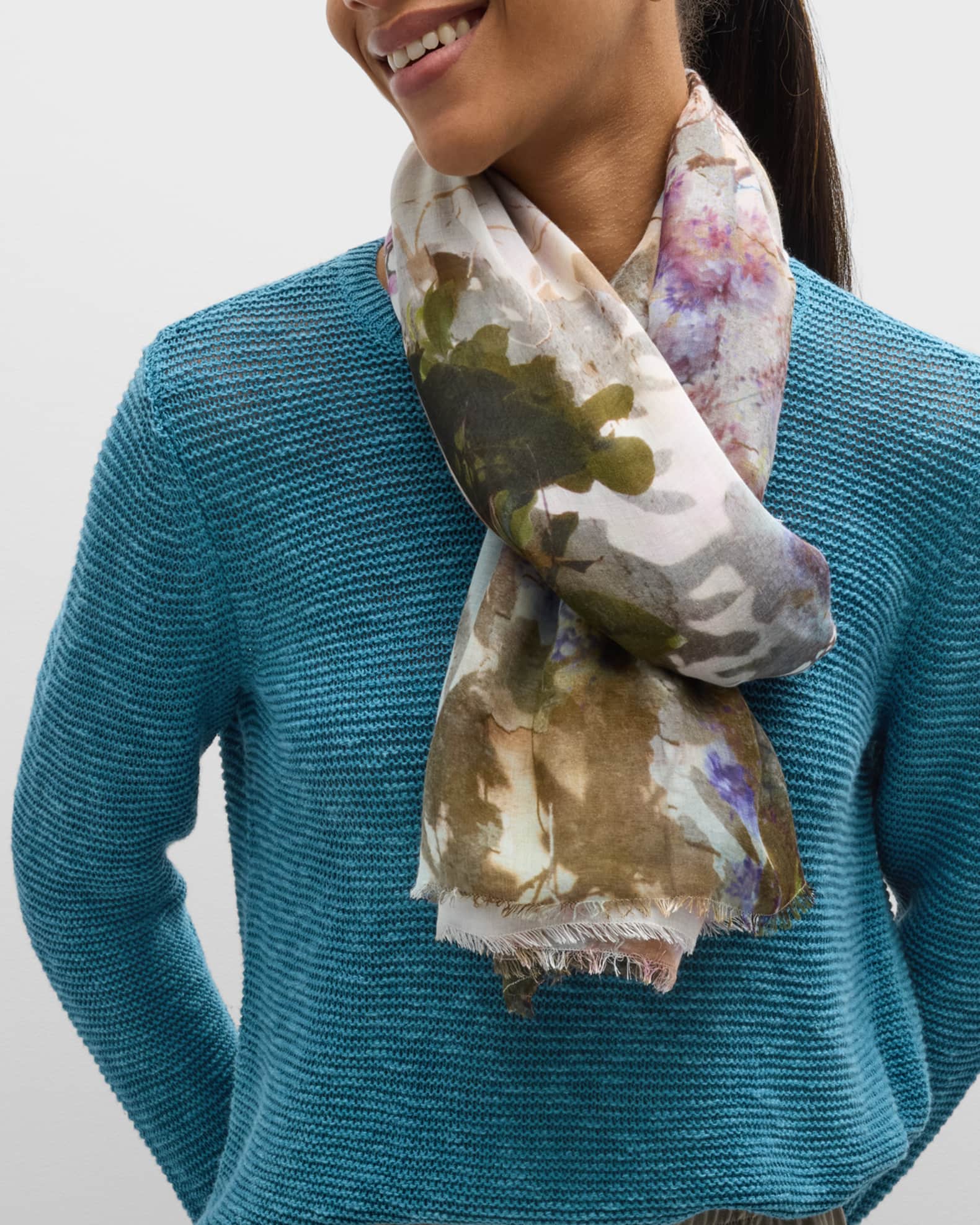 Faliero Sarti Floral Watercolor Modal-Silk Scarf