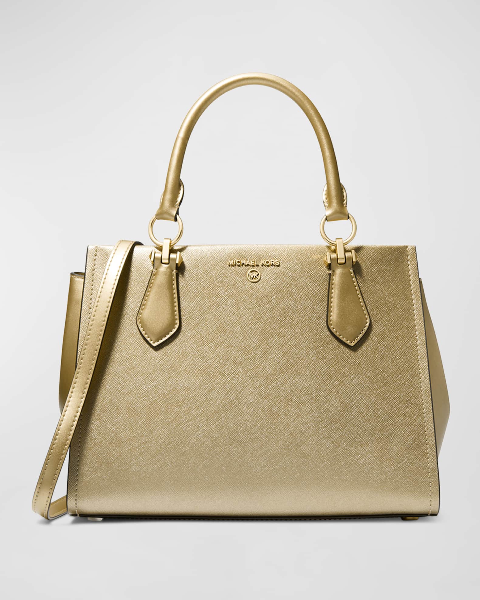 MICHAEL Michael Kors Marilyn Medium Metallic Leather Satchel Bag Neiman Marcus