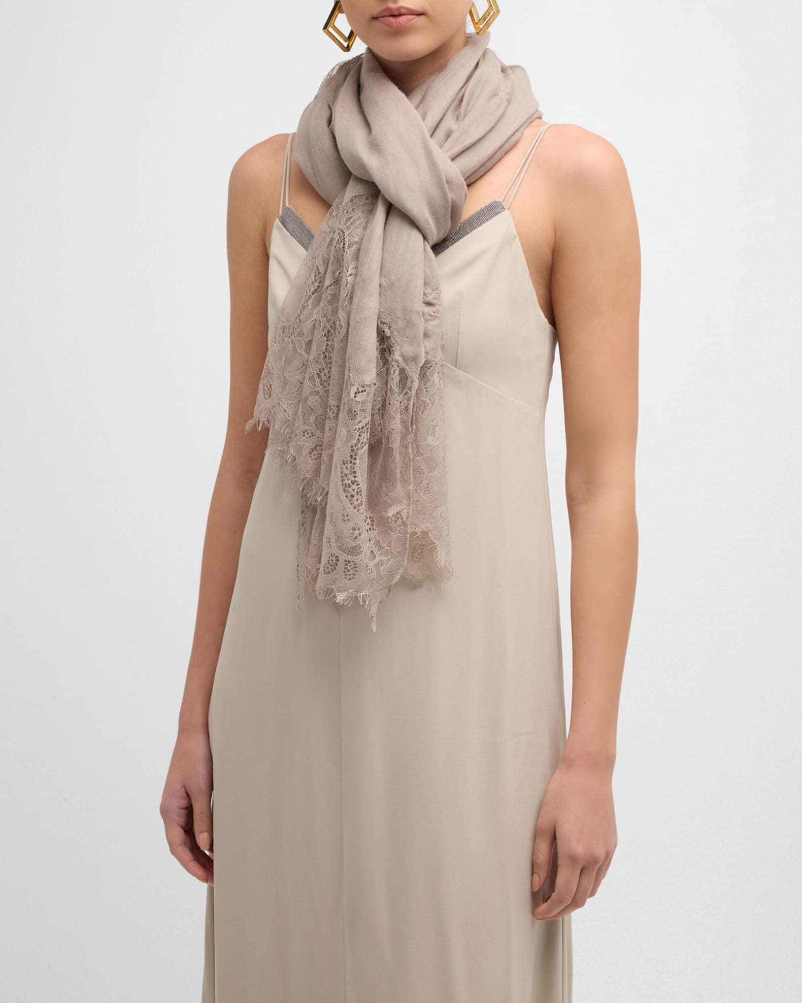 Bindya Accessories Lace Cashmere-Silk Evening Wrap