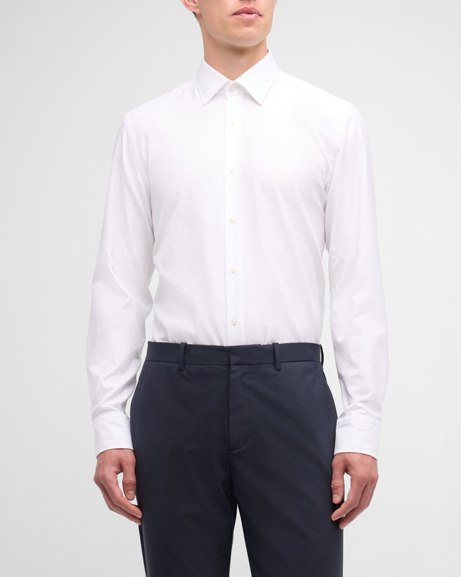 Men's Slim-Fit Textured Organic Cotton Dress Shirt 1
