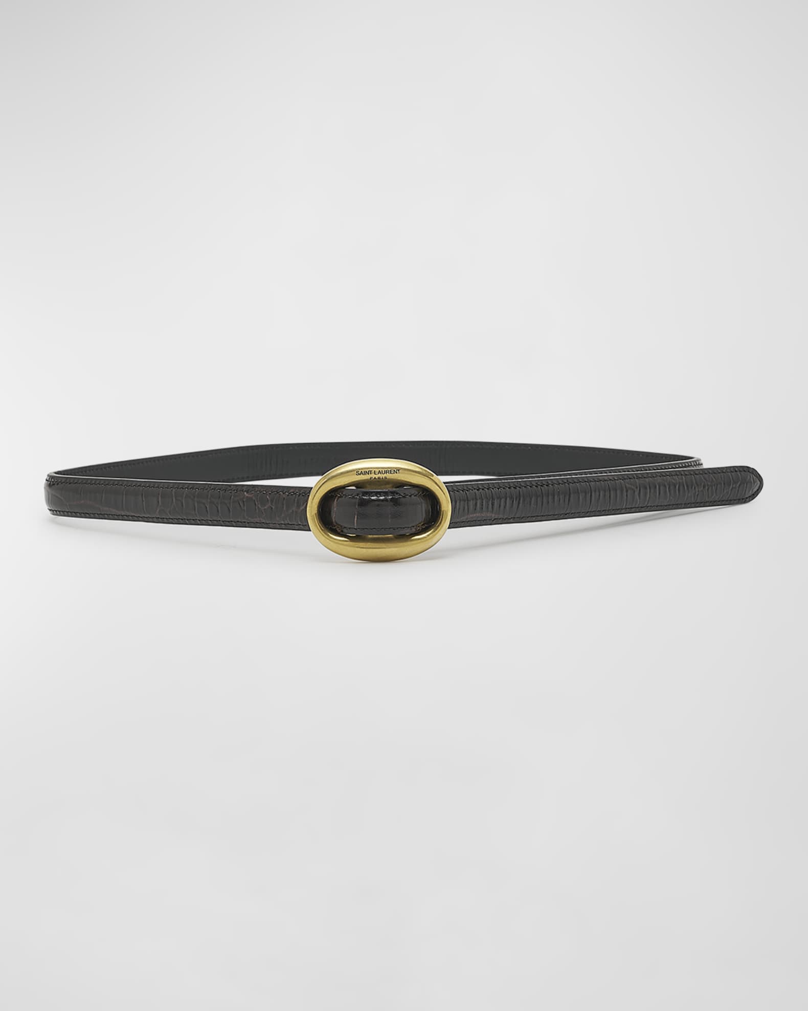 Saint Laurent Embossed Patent Leather Skinny Belt