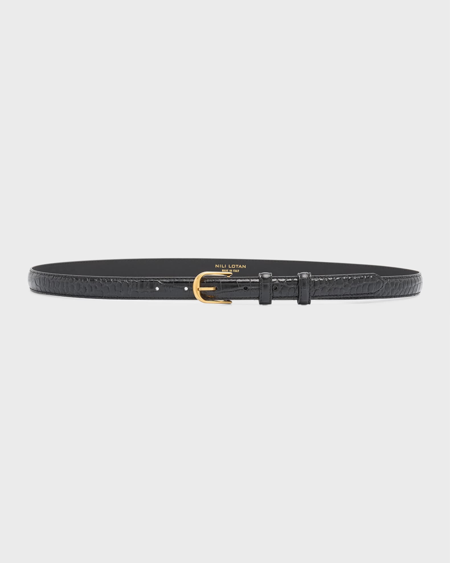 Nili Lotan Jane Croc Leather Thin Belt | Neiman Marcus