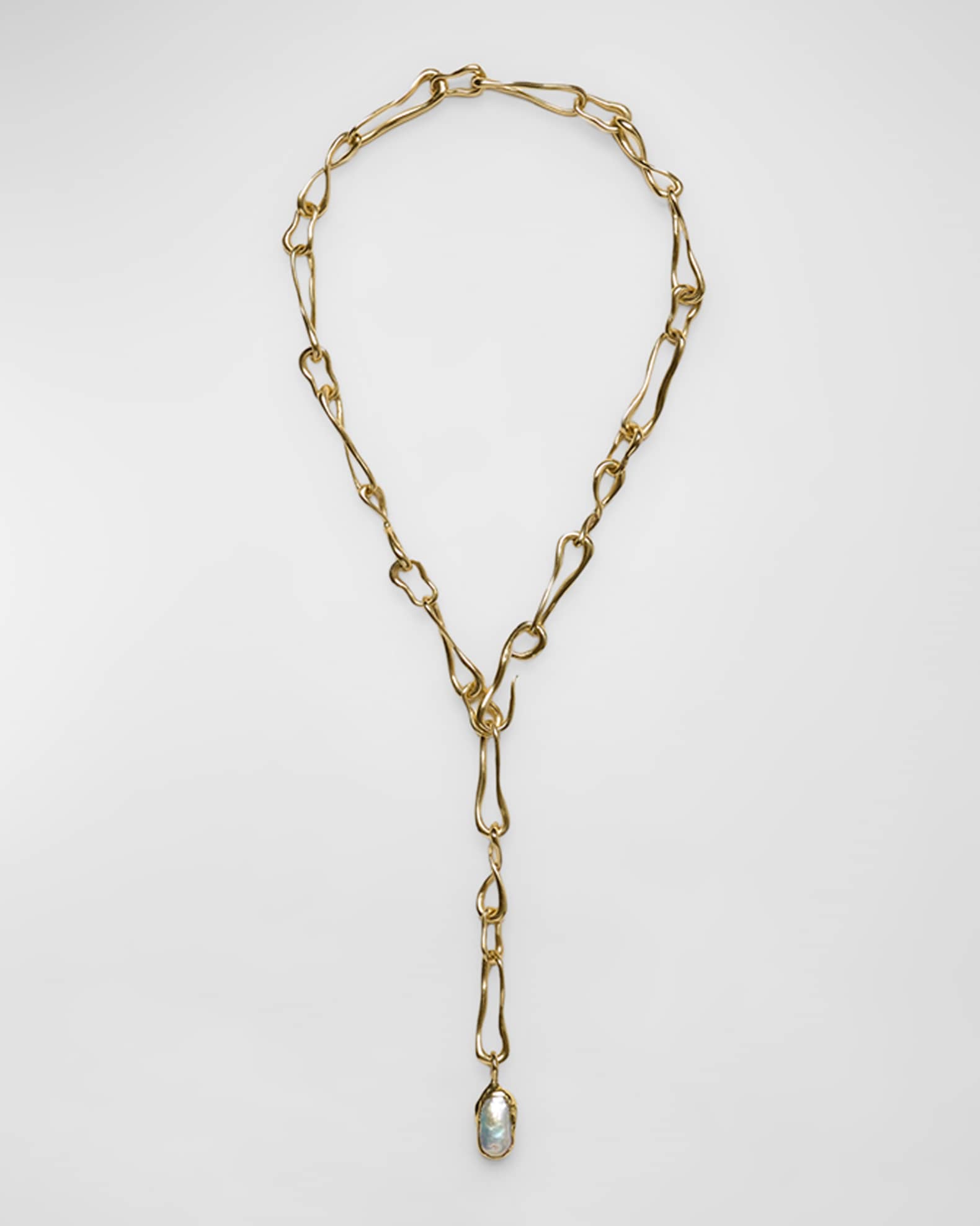 Astrid Lariat Necklace with Pearlescent Detail 0