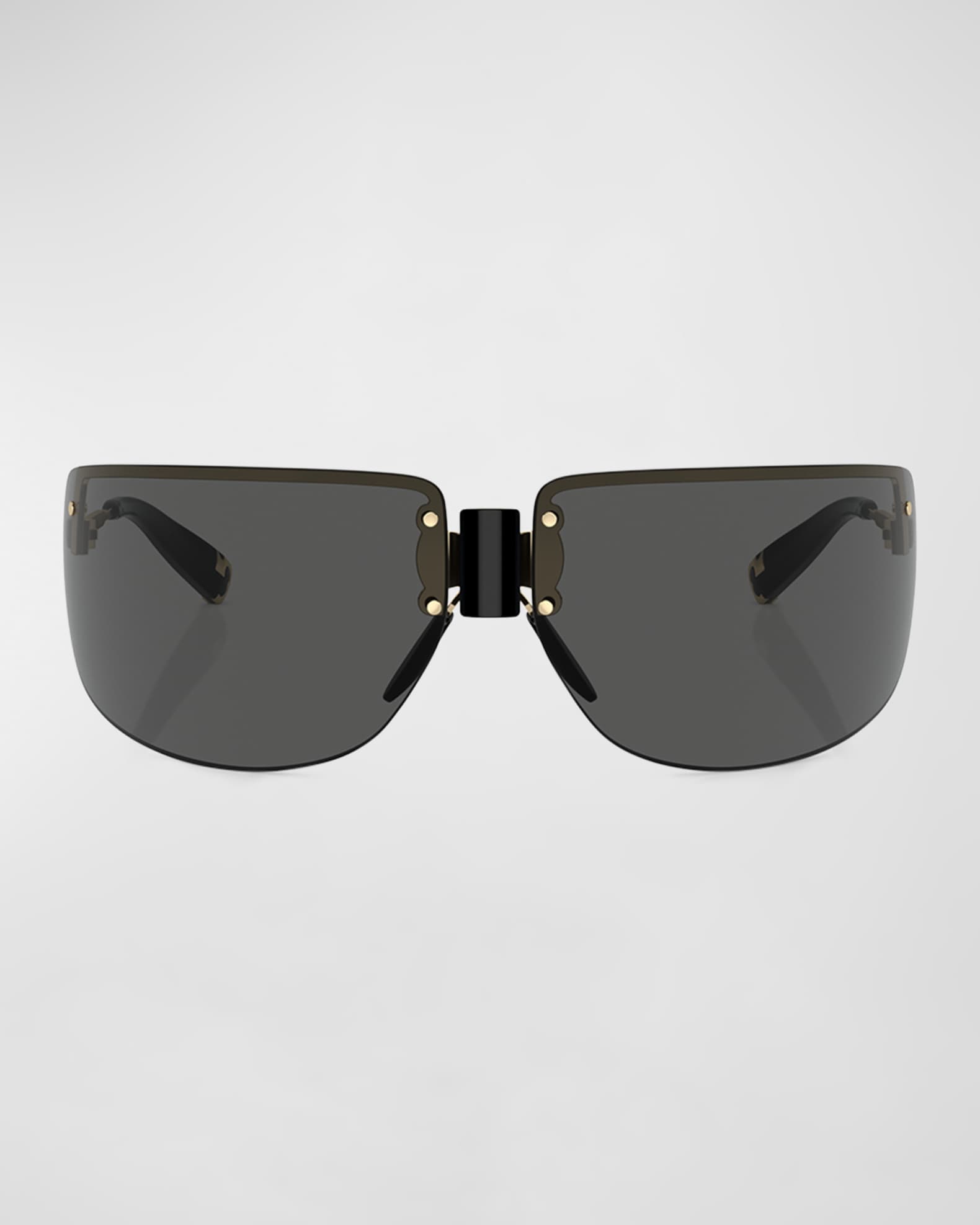 Tory Burch Half Rimmed Metal Wrap Sunglasses Neiman Marcus