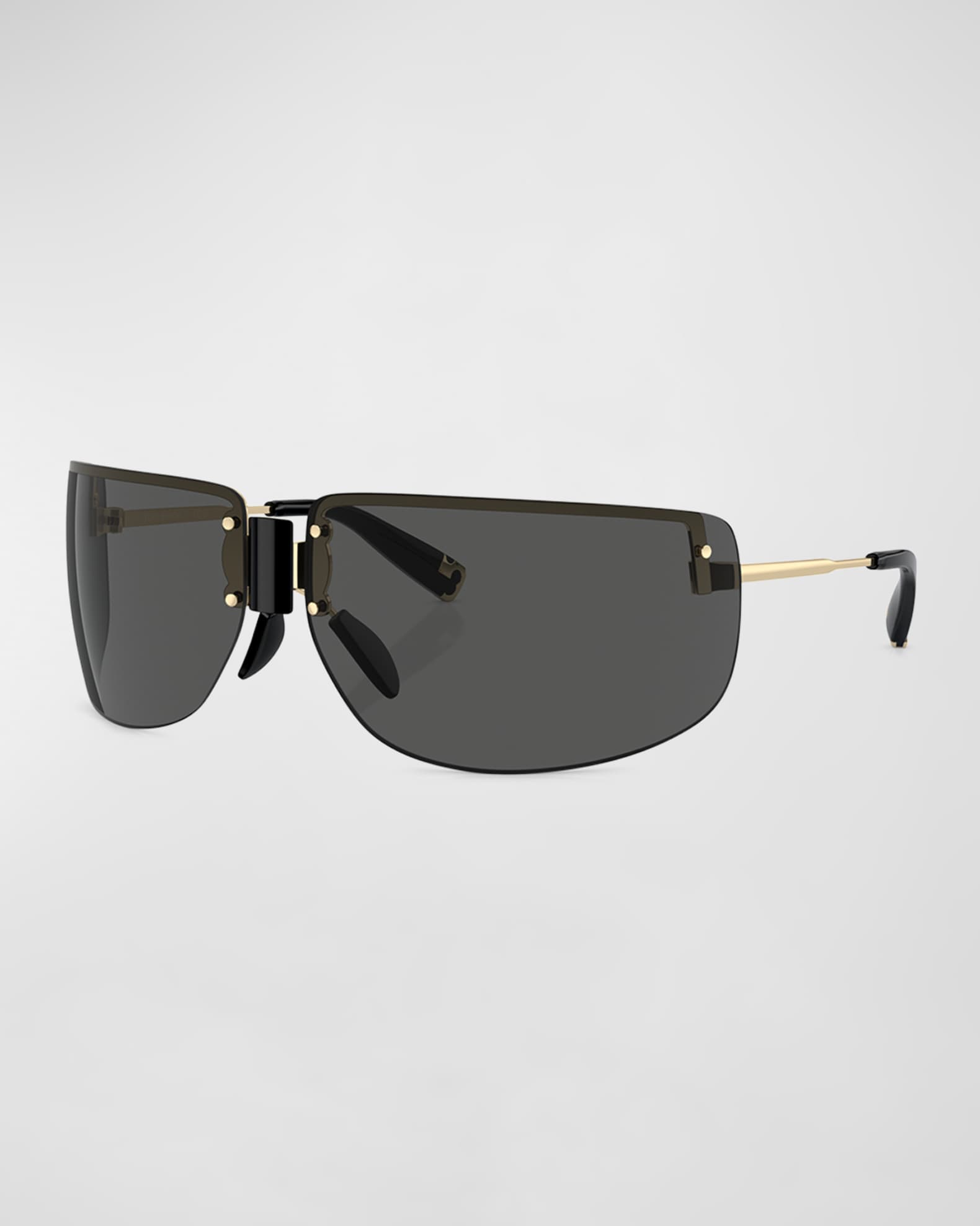 Half-Rimmed Metal Wrap Sunglasses  0