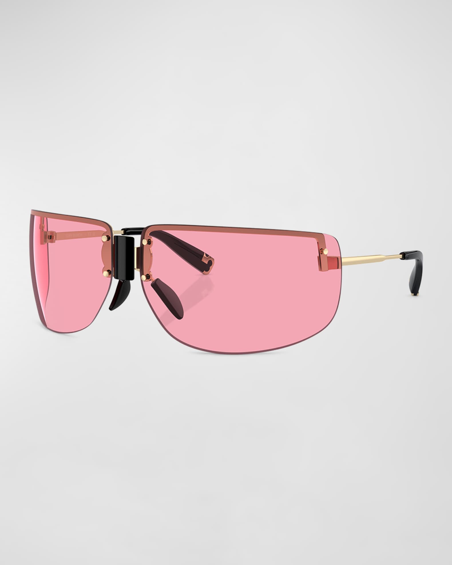 Half-Rimmed Metal Wrap Sunglasses  0
