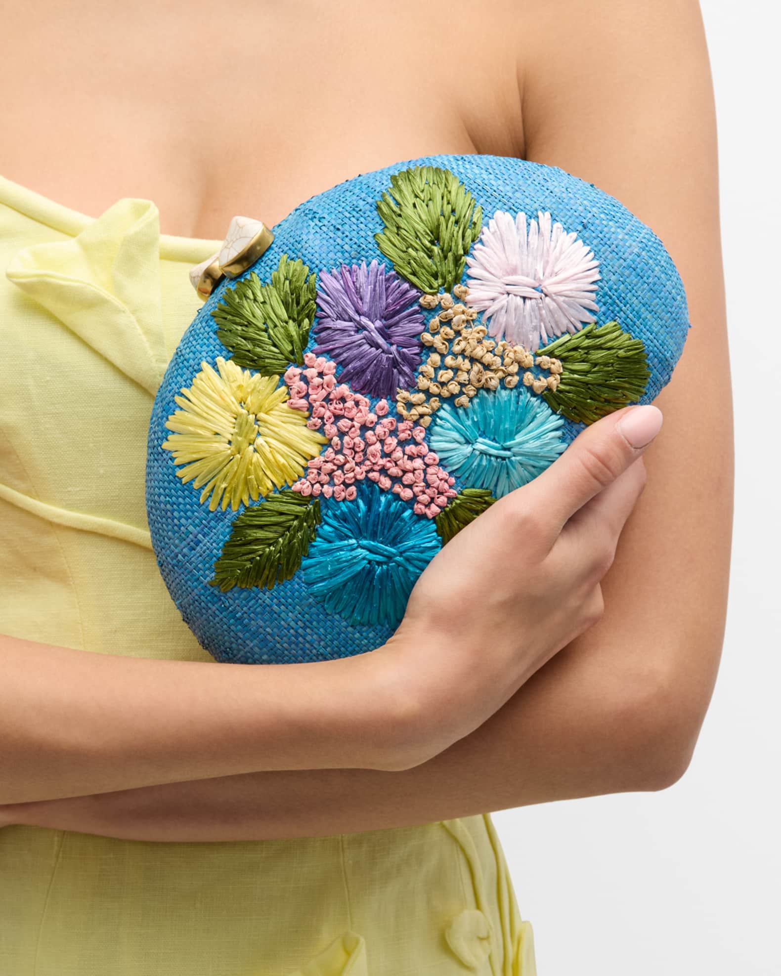 Berna Floral Straw Clutch Bag 1