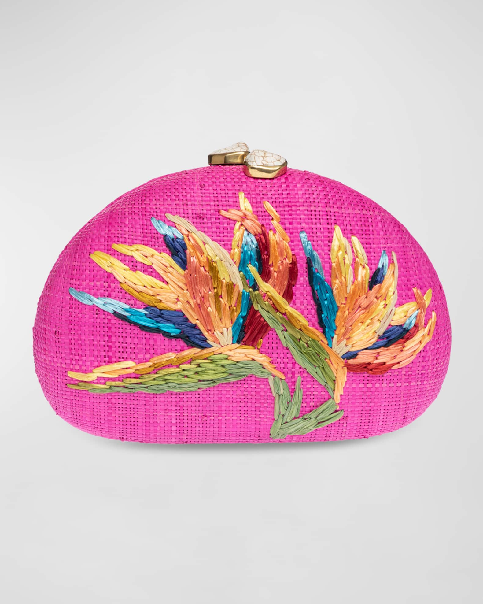 Rafe Berna Floral Straw Clutch Bag Neiman Marcus