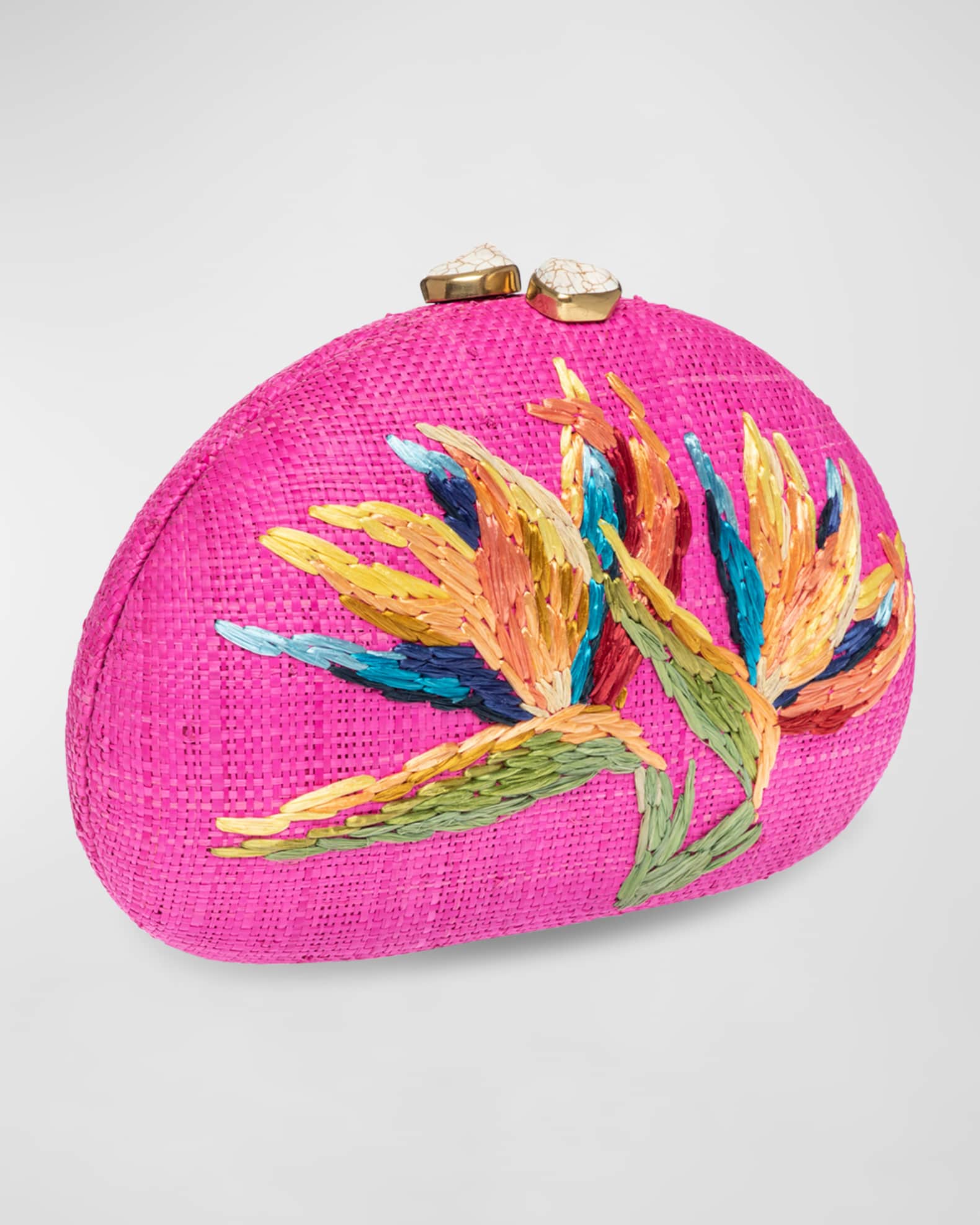Rafe Women s Berna Floral Straw Clutch